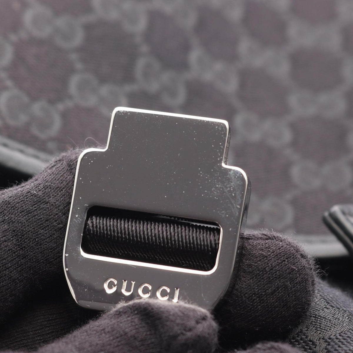 Gucci Black Canvas Leather Backpack Handbag (Pre-Owned)