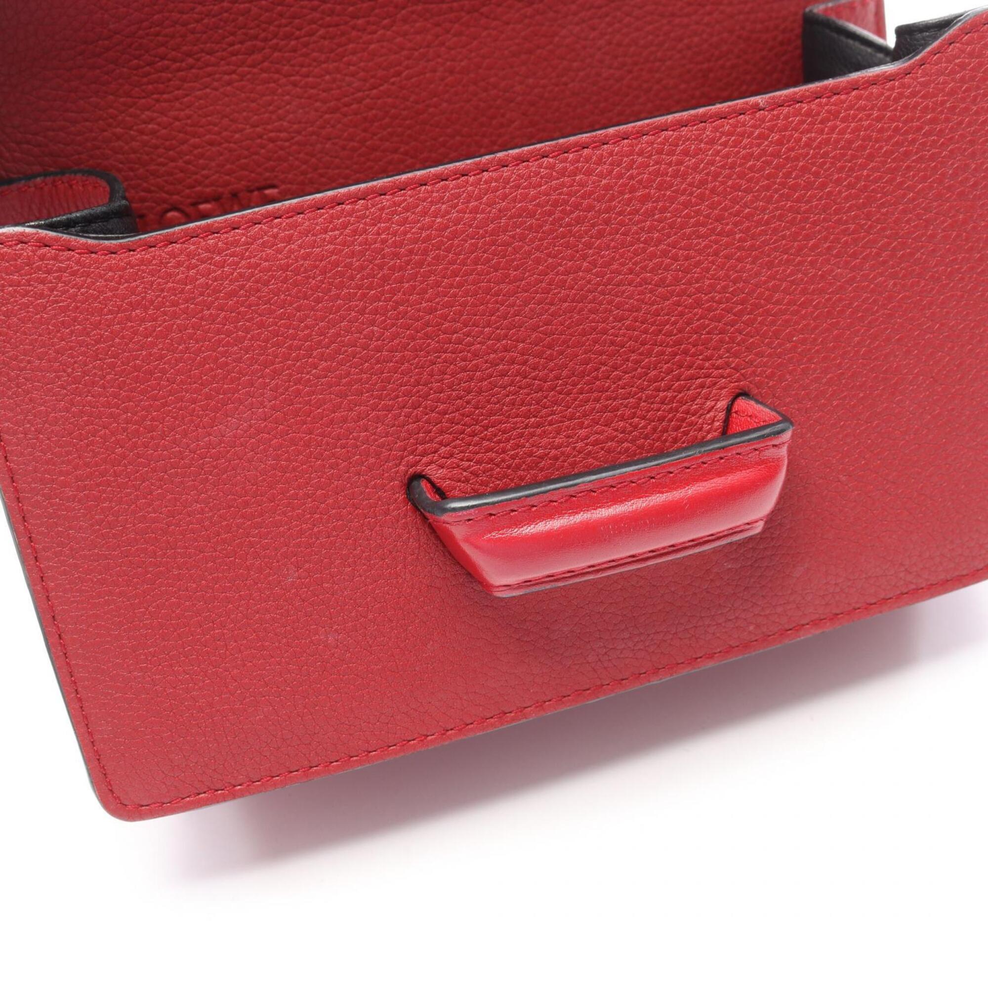 Loewe Red Color Leather Handbag Shoulder Bag (Pre-Owned)