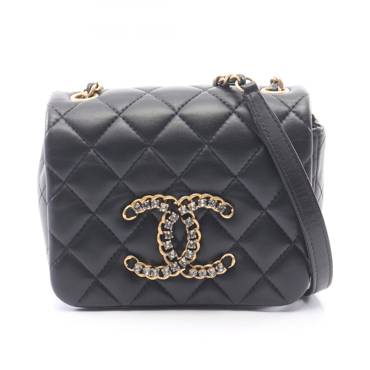 Chanel Matelasse Black Leather Handbag Shoulder Bag (Pre-Owned)