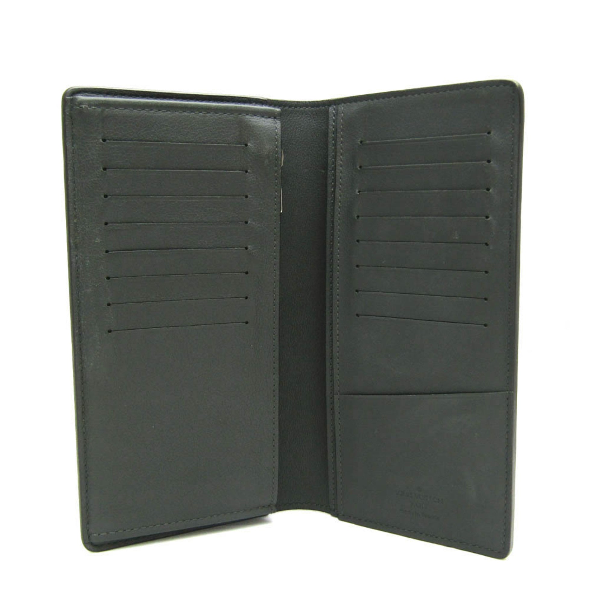 Louis Vuitton Taurillon Lv Charcoal Leather Long Wallet (Bi-Fold) (Pre-Owned)