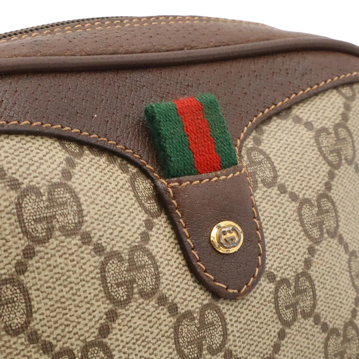 Gucci Beige Brown Brown Green Red Color Leather Pvc Pochette Shoulder Bag (Pre-Owned)