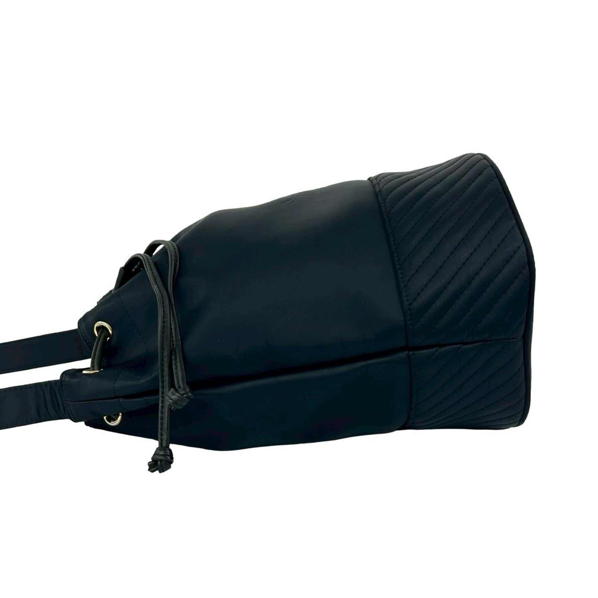 Yves Saint Laurent Black Navy Nylon Leather Shoulder Bag (Pre-Owned)