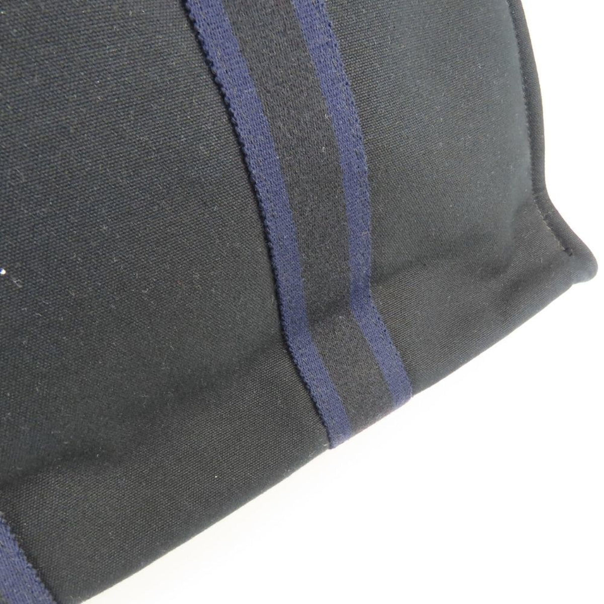Hermes Black Navy Canvas Tote Bag (Pre-Owned)