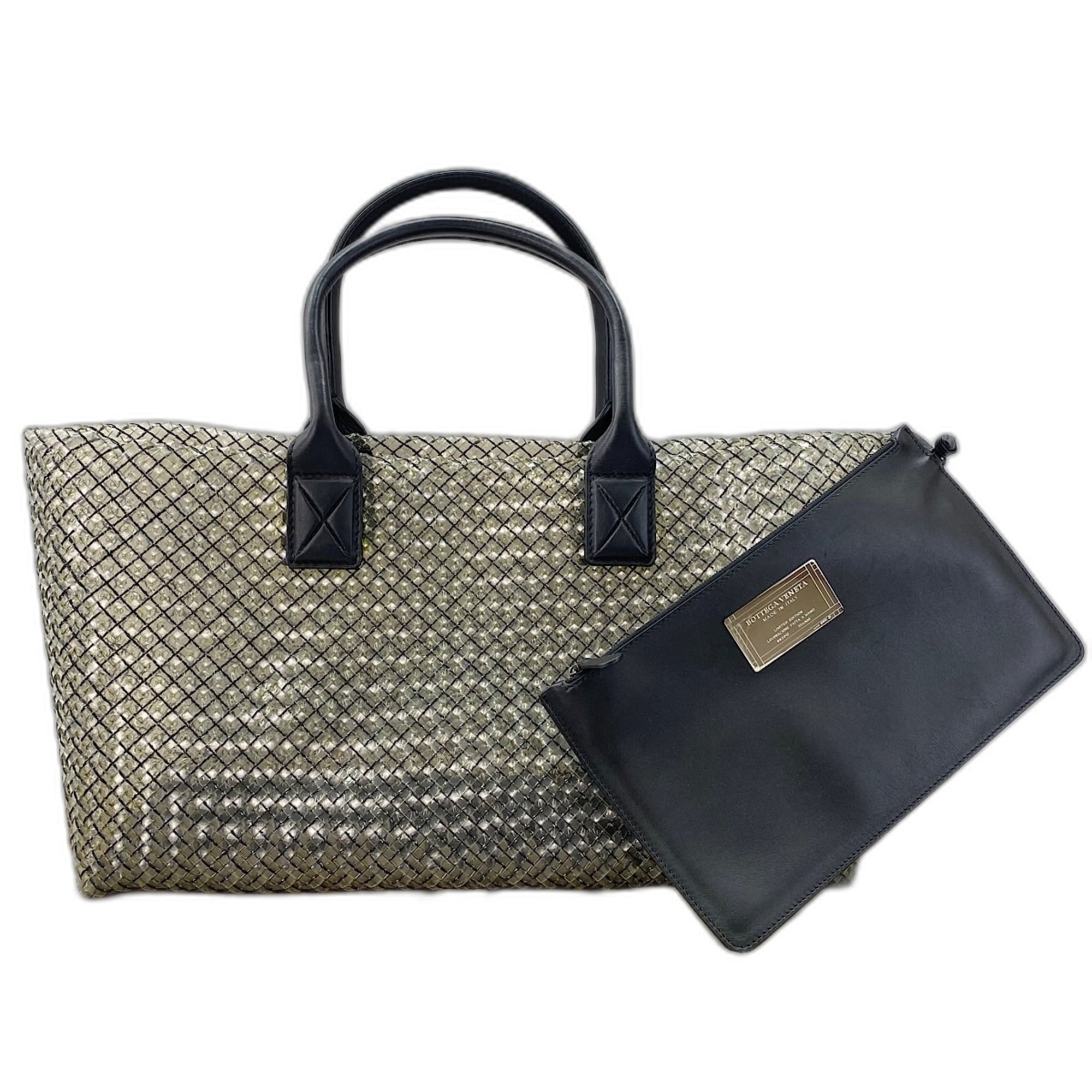 Bottega Veneta Intrecciato Black Pvc Tote Bag (Pre-Owned)