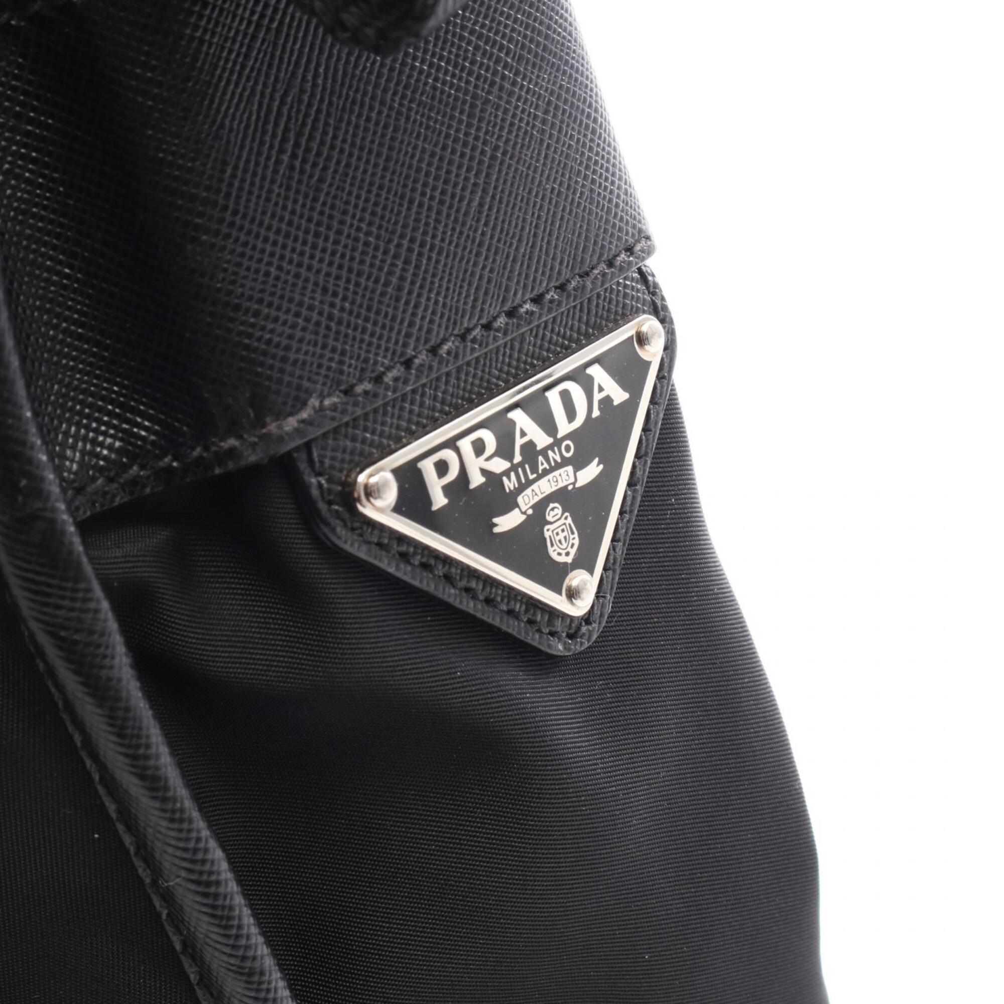 Prada Black Nylon Leather Handbag Messenger Bag Shoulder Bag (Pre-Owned)