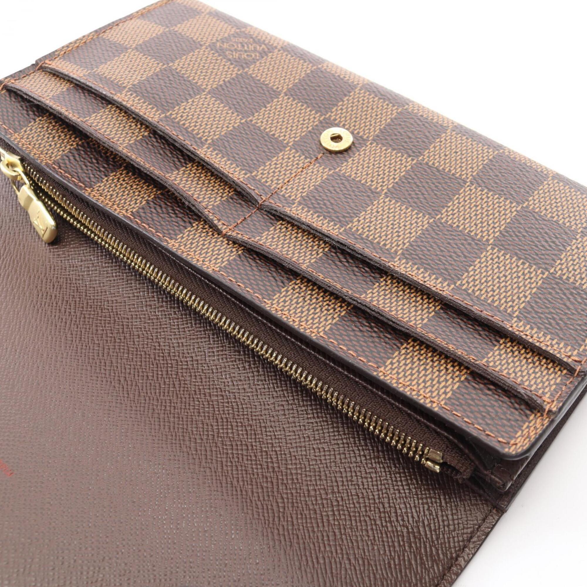 Louis Vuitton Brown Leather Pvc Long Wallet (Bi-Fold) (Pre-Owned)