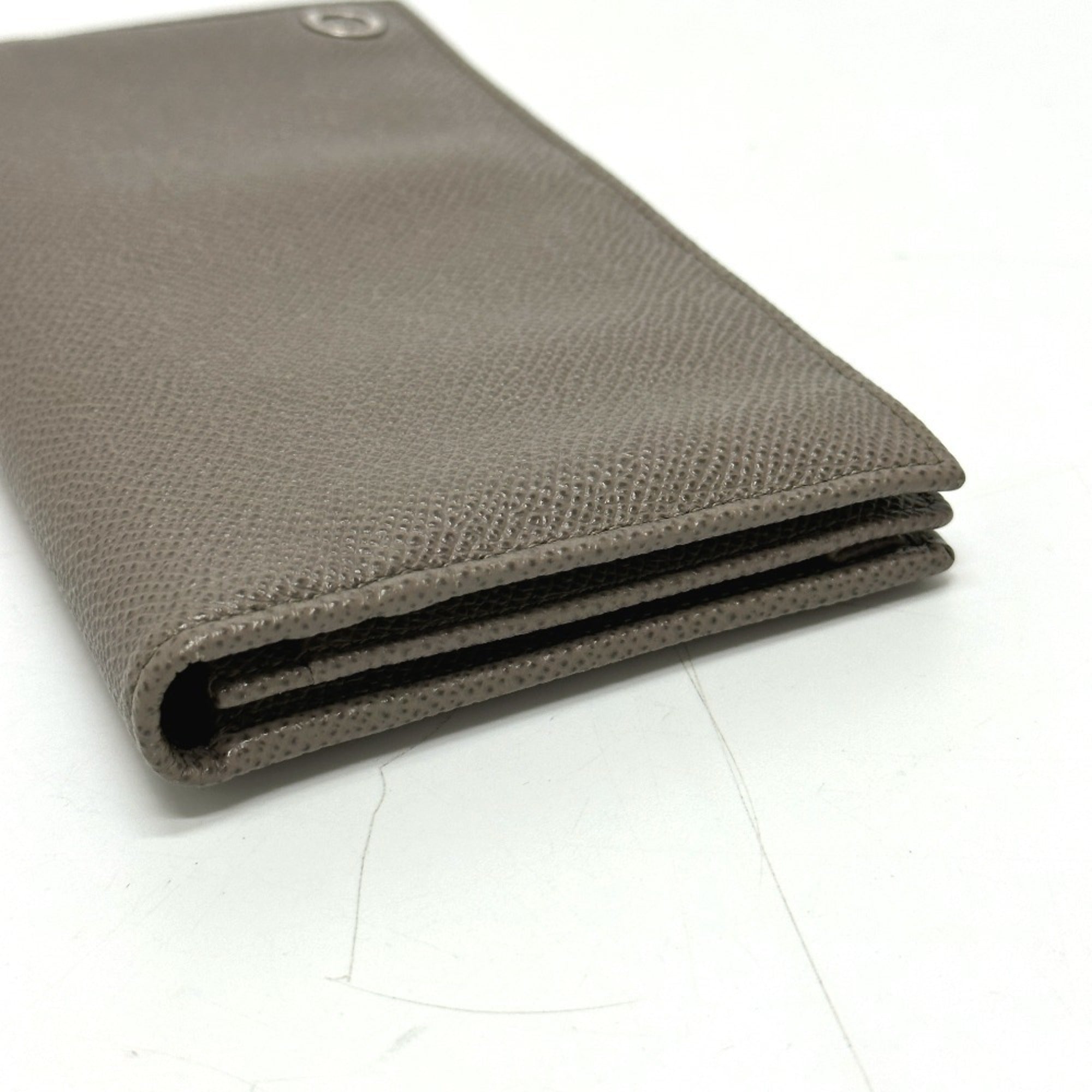 Bvlgari Gray Leather Long Wallet (Bi-Fold) (Pre-Owned)