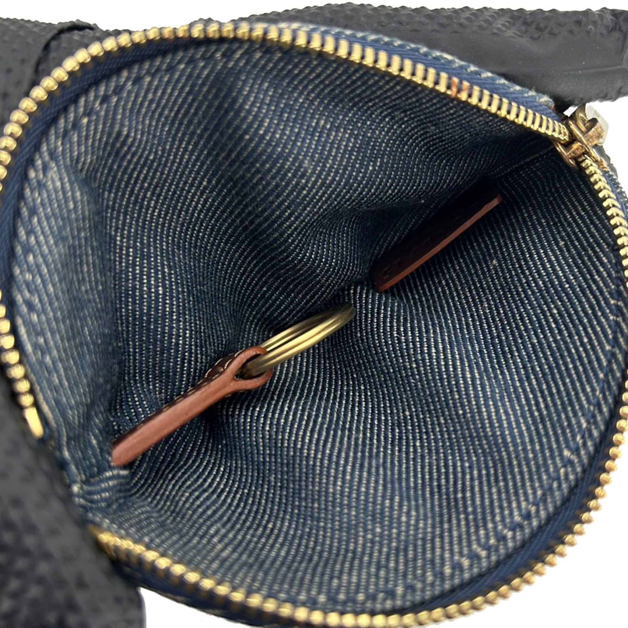 Celine Blue Brown Denim Leather Coin Purse/Coin Case (Pre-Owned)