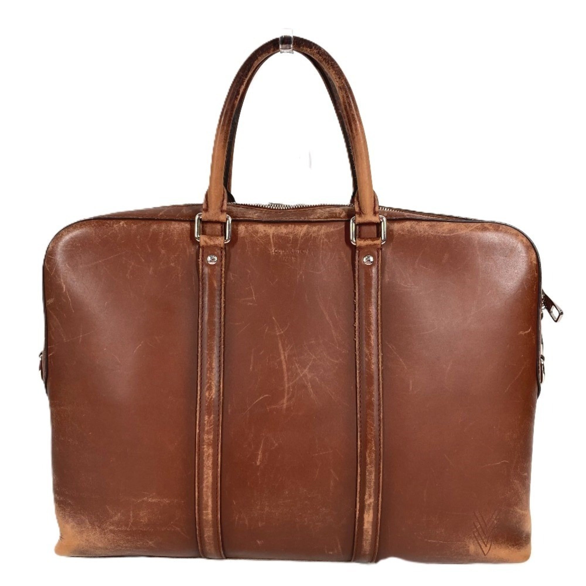 Louis Vuitton Brown Leather Handbag Tote Bag (Pre-Owned)