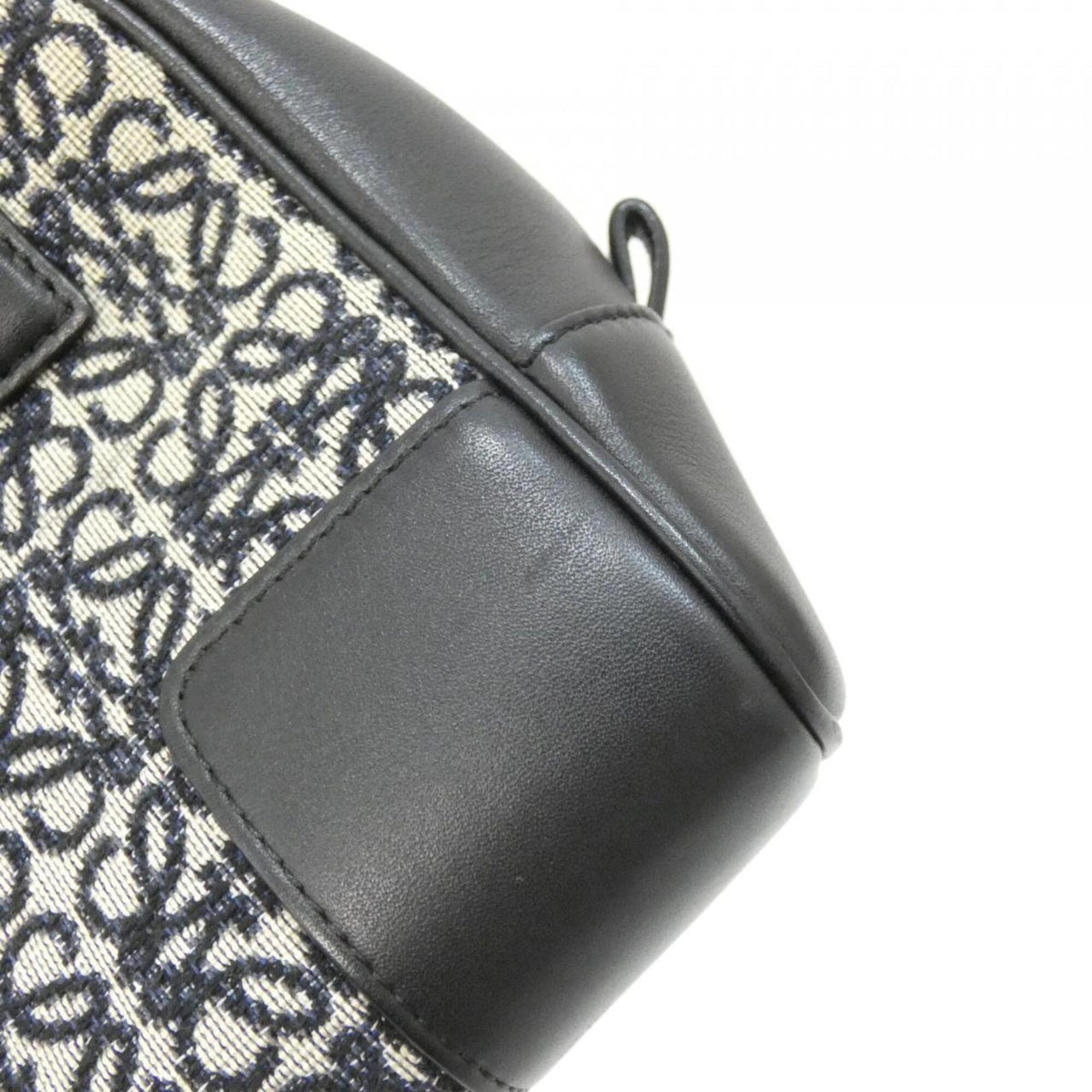 Loewe Amazona Black Navy Canvas Leather Handbag (Pre-Owned)