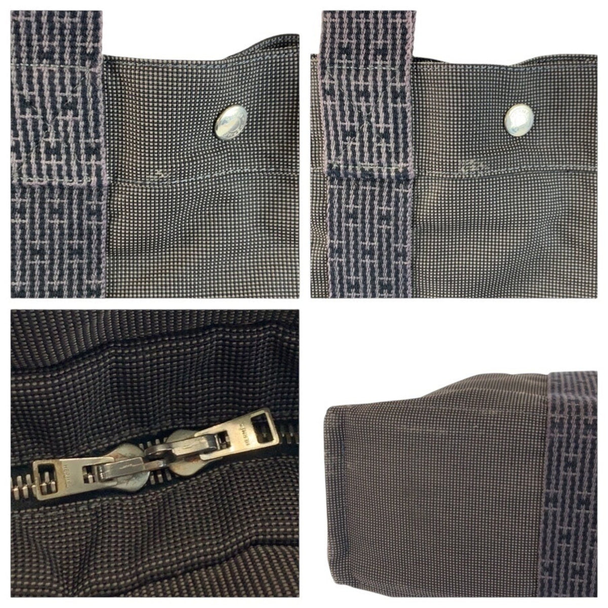 Hermes Gray Polyamide Polyester Handbag Tote Bag (Pre-Owned)