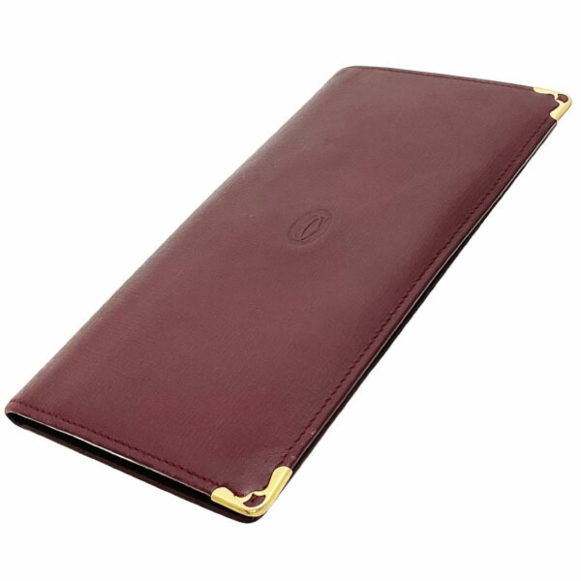 Cartier Must Bordeaux Leather Long Bill Wallet (Bi-Fold) (Pre-Owned)