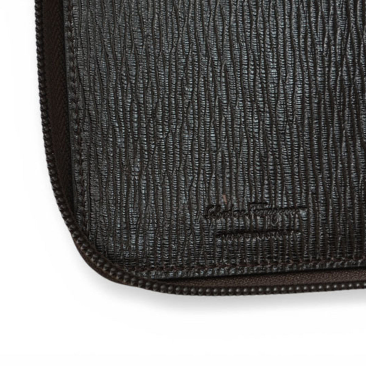 Salvatore Ferragamo Gancini Dark Brown Red Color Leather Long Wallet (Bi-Fold) (Pre-Owned)