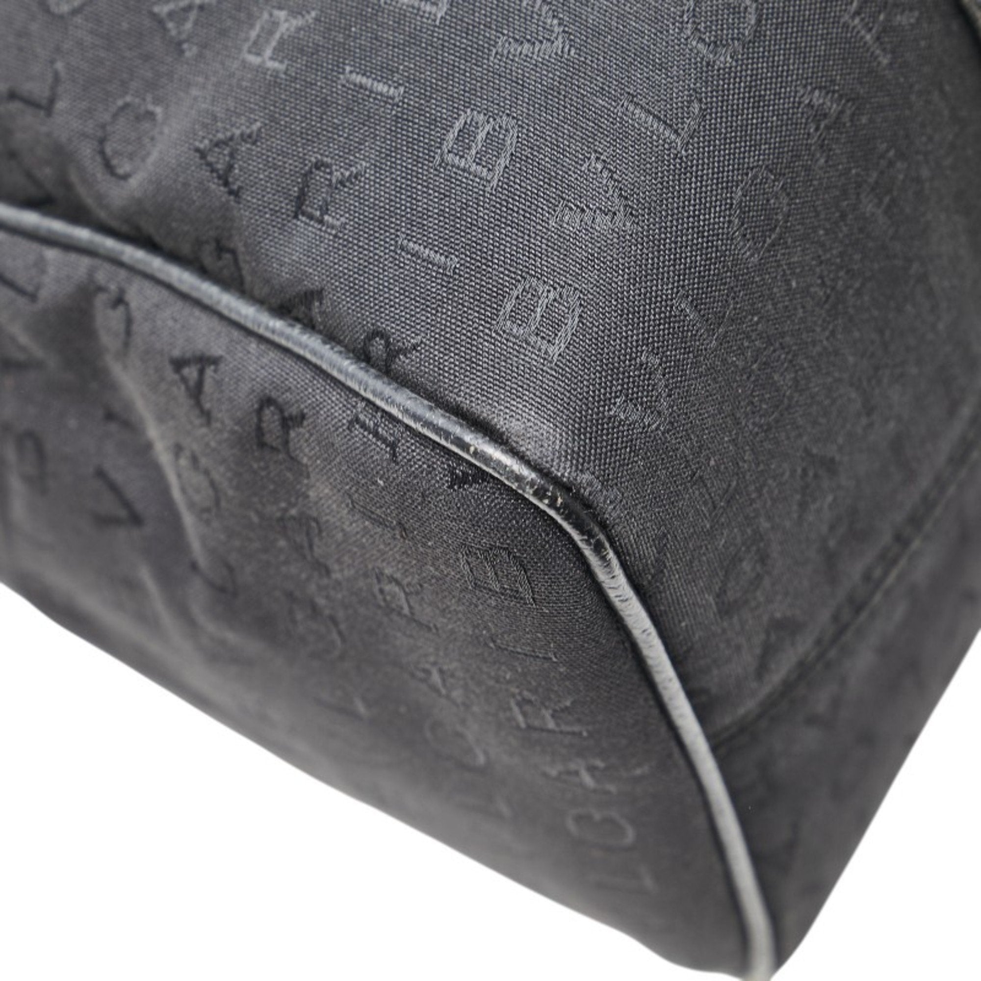 Bvlgari Logomania Black Canvas Leather Handbag Tote Bag (Pre-Owned)