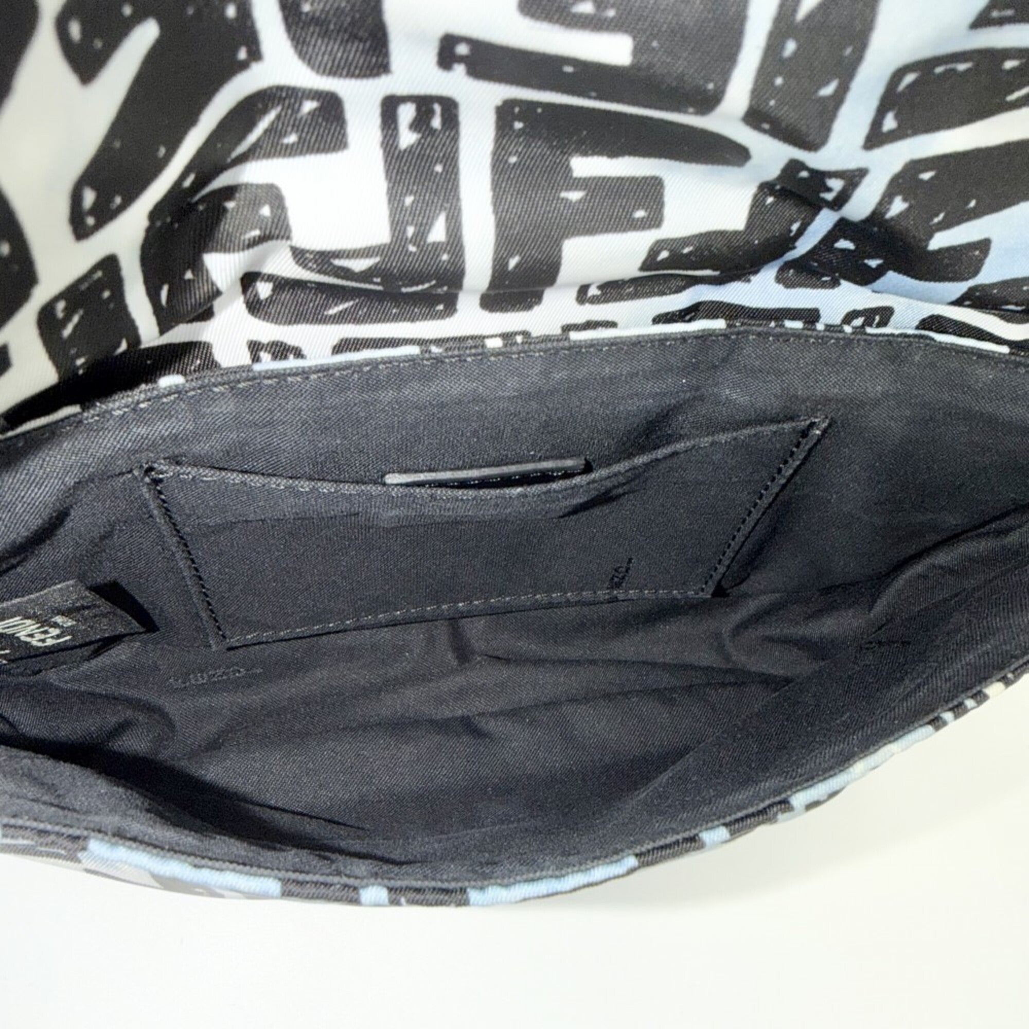 Fendi Black Blue White Nylon Shoulder Bag Sling Bag (Pre-Owned)