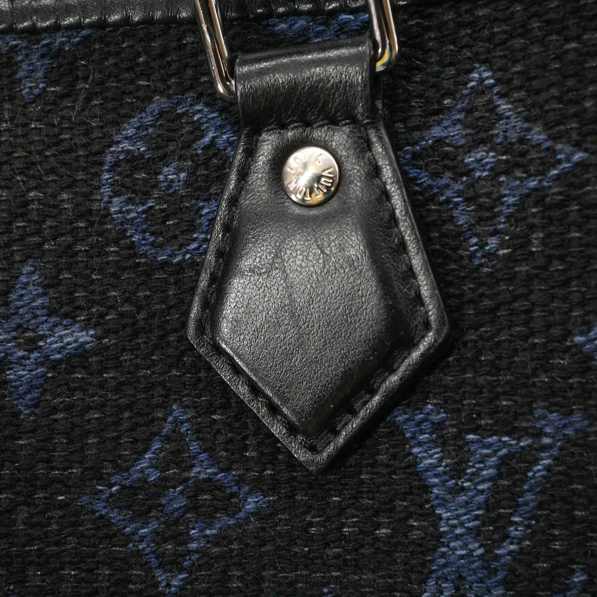 Louis Vuitton Black Navy Jacquard Leather Pouch Tote Bag (Pre-Owned)