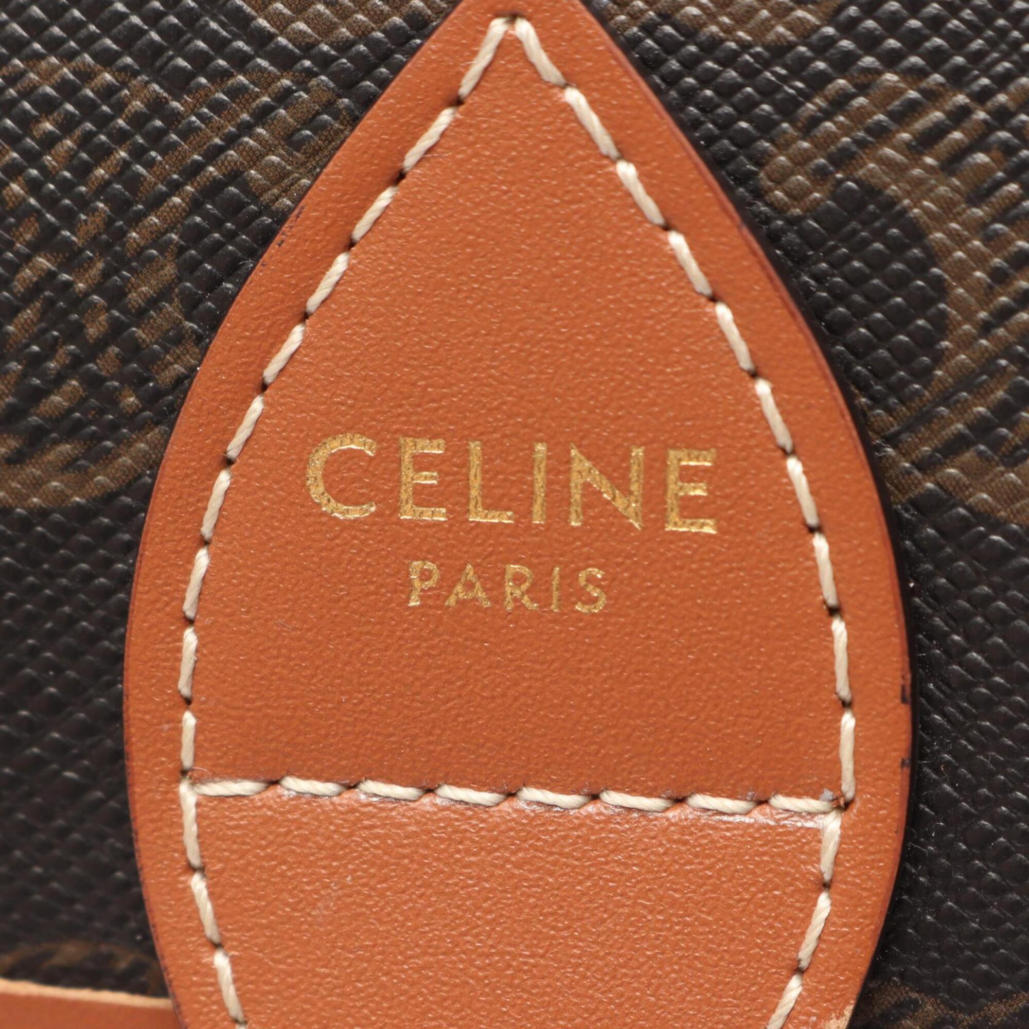 Celine Black Brown Coated Canvas Leather Handbag Shoulder Bag (Pre-Owned)