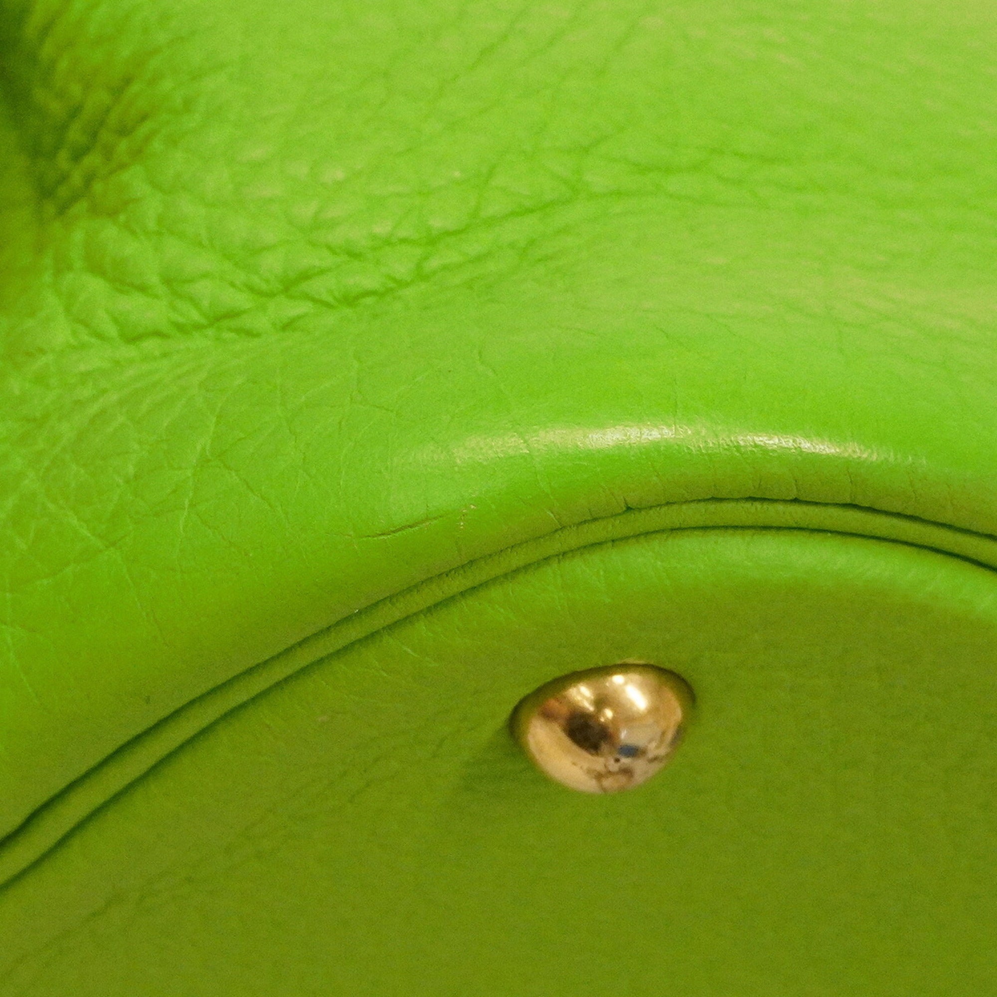 Hermes Apple Green Taurillon Clemence Leather Handbag (Pre-Owned)