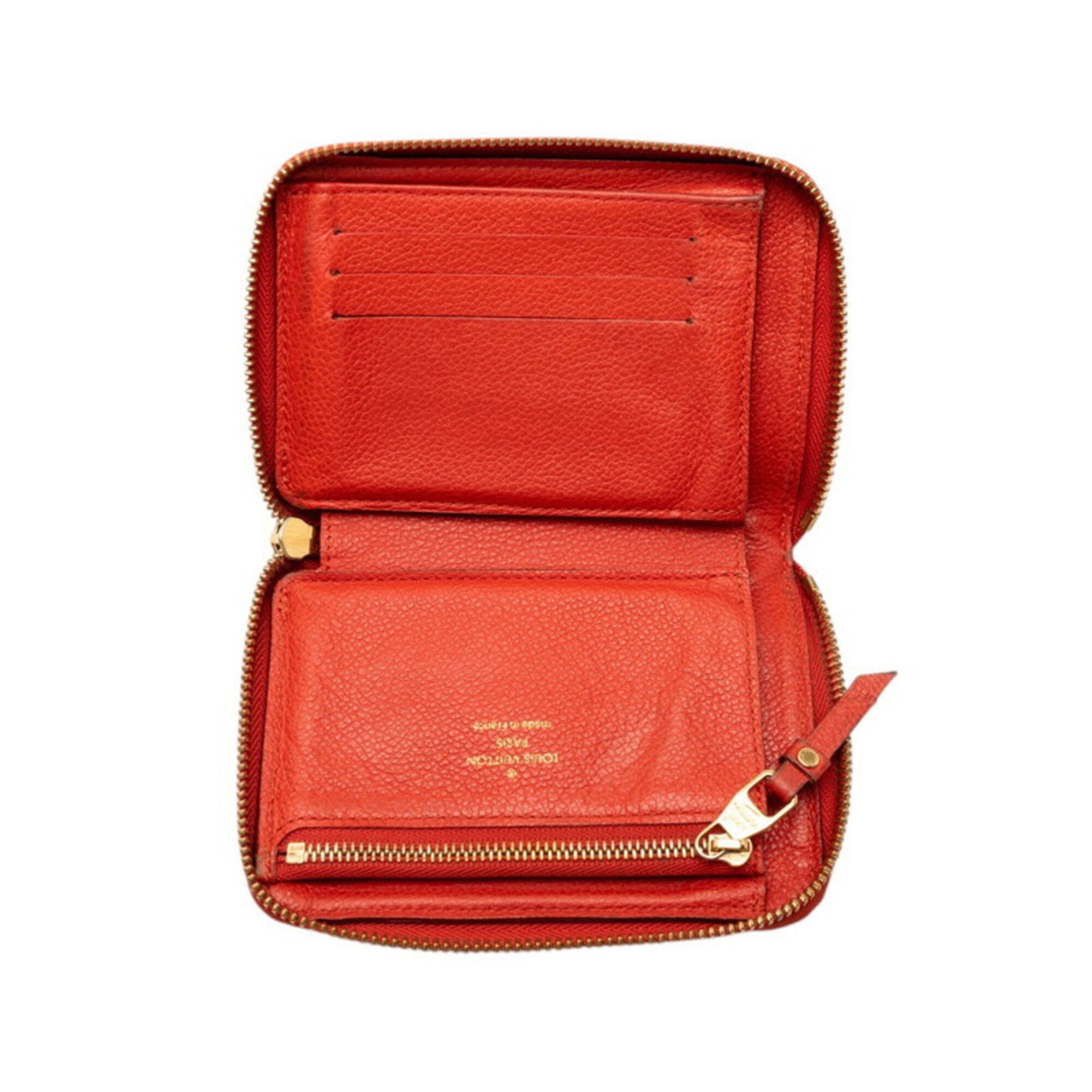 Louis Vuitton Monogram Empreinte Auriane Red Color Leather Wallet (Bi-Fold) (Pre-Owned)