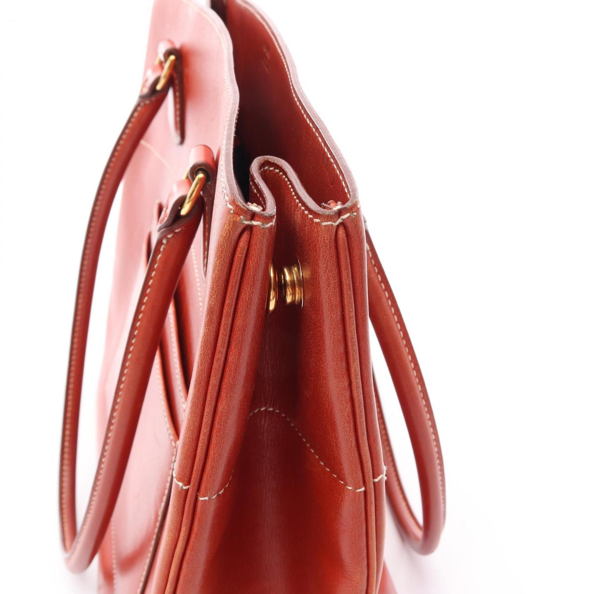 Hermes Brown Box Calf Leather Handbag Tote Bag (Pre-Owned)