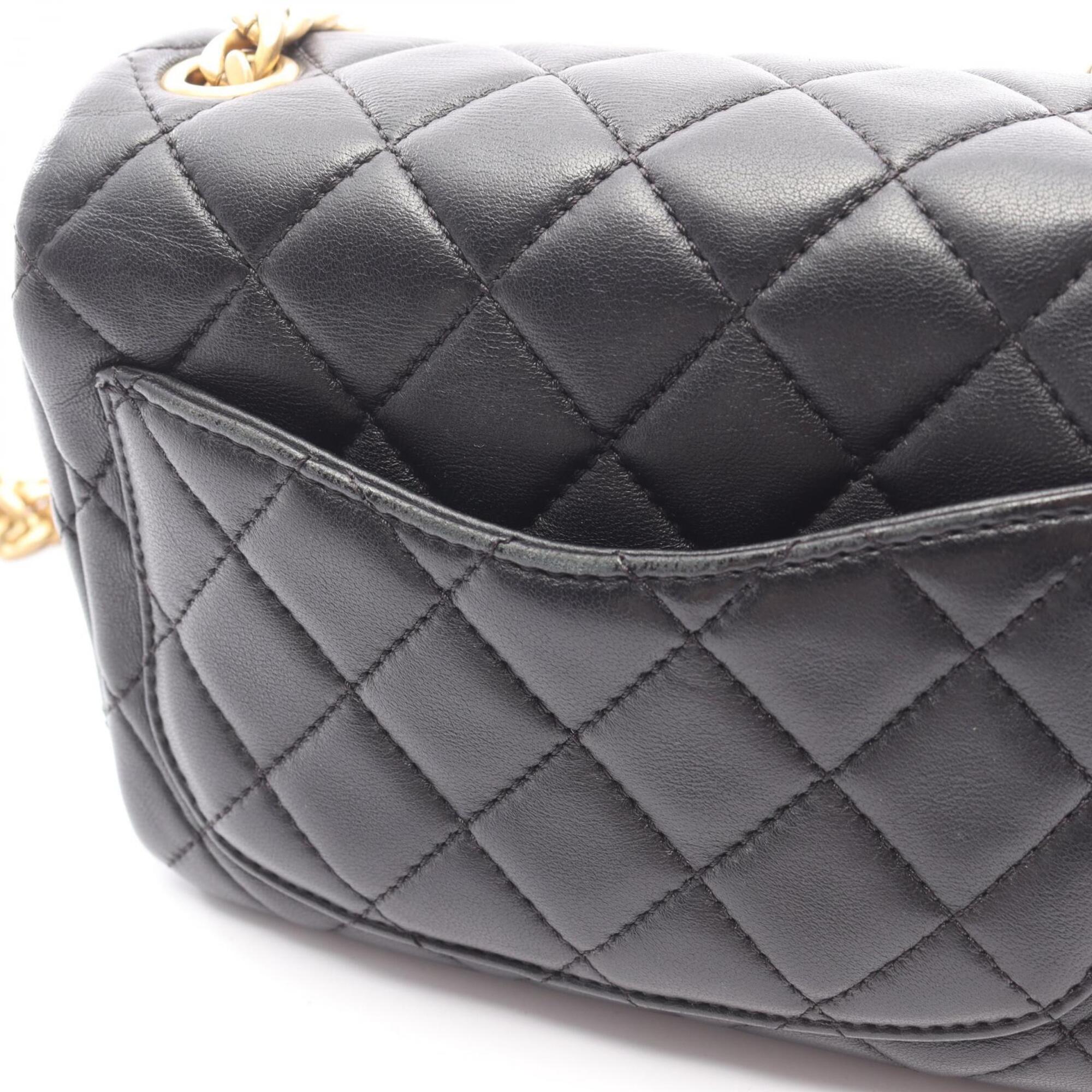 Chanel Black Leather Handbag Shoulder Bag (Pre-Owned)