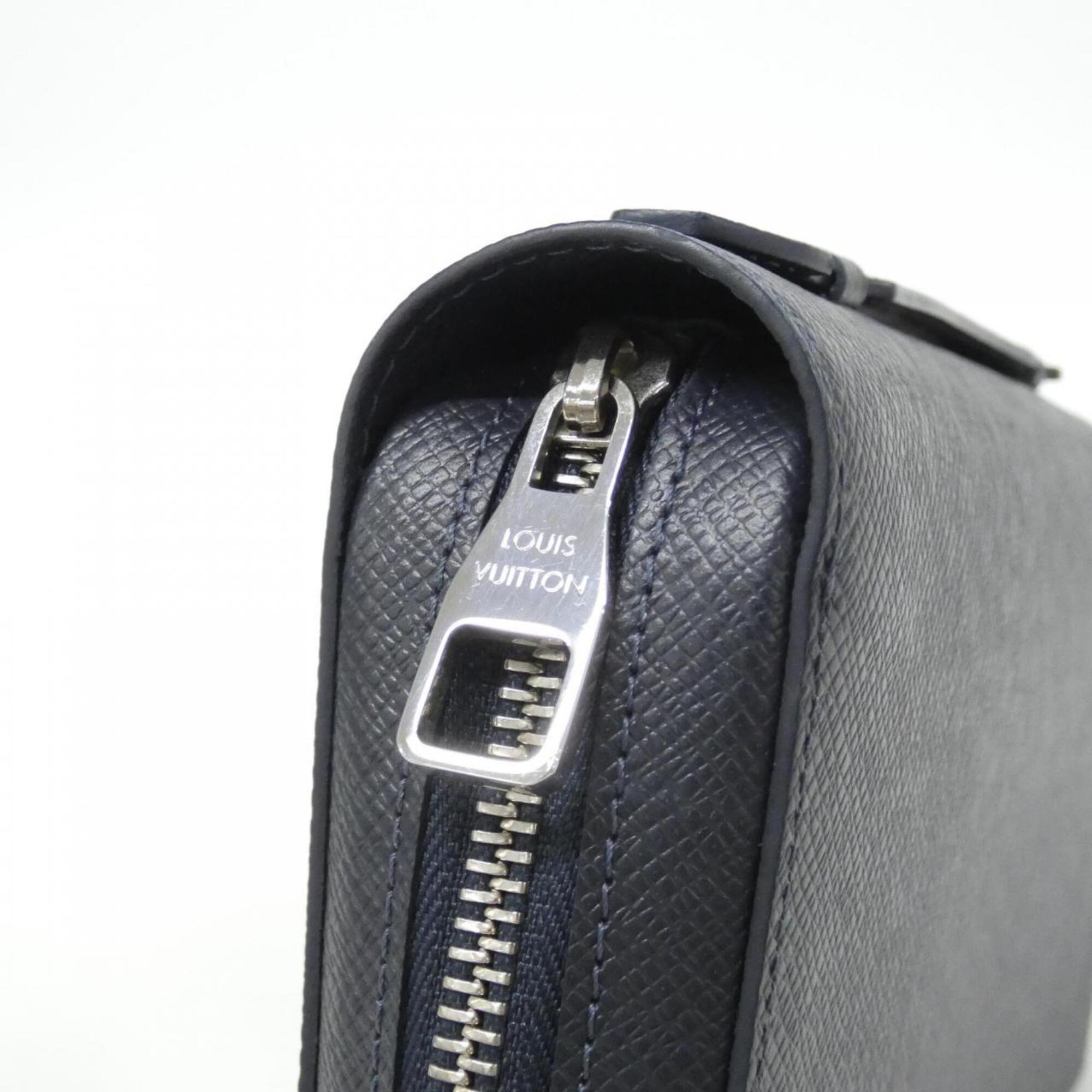 Louis Vuitton Navy Blue Leather Long Wallet (Bi-Fold) (Pre-Owned)