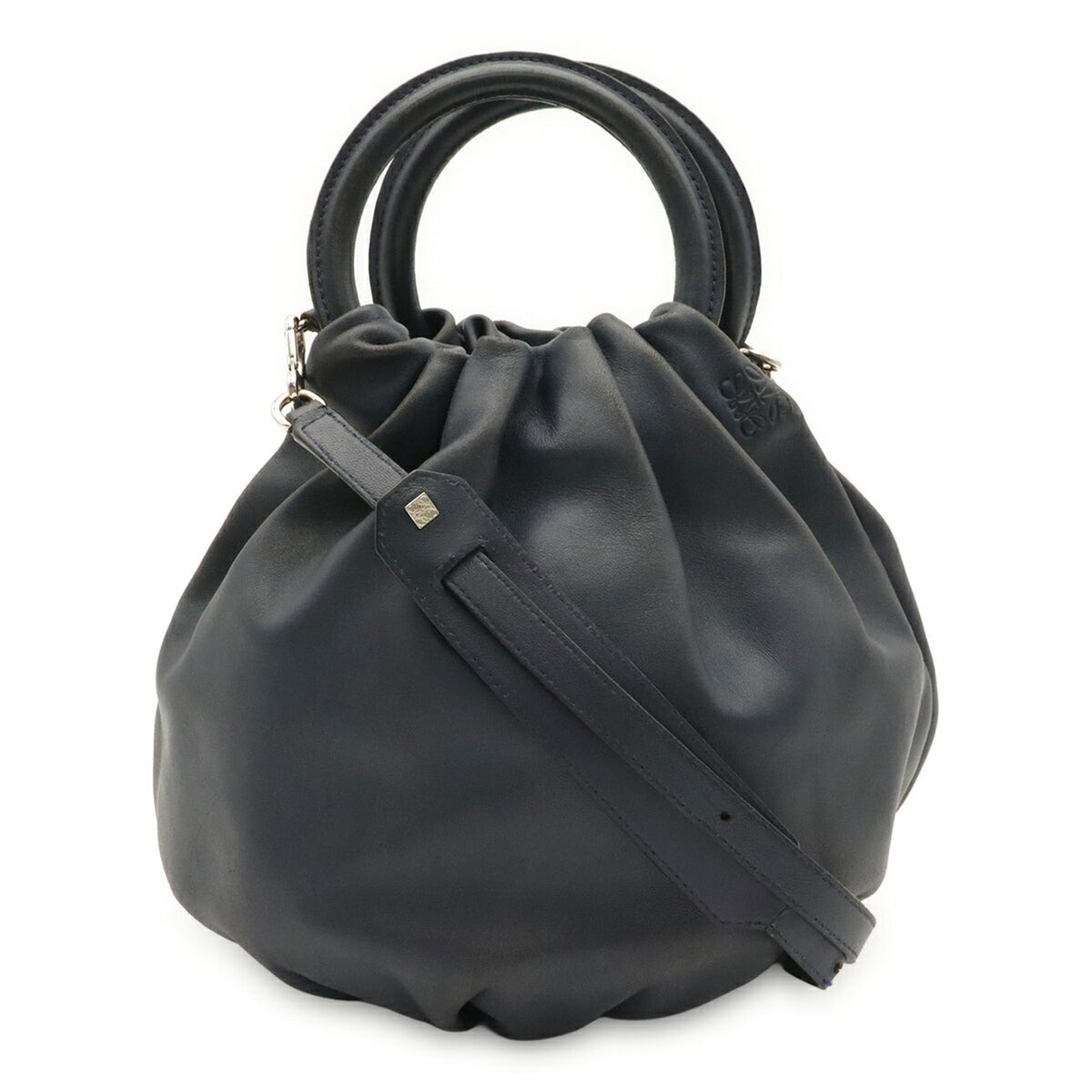 Loewe Navy Leather Handbag Shoulder Bag (Pre-Owned)