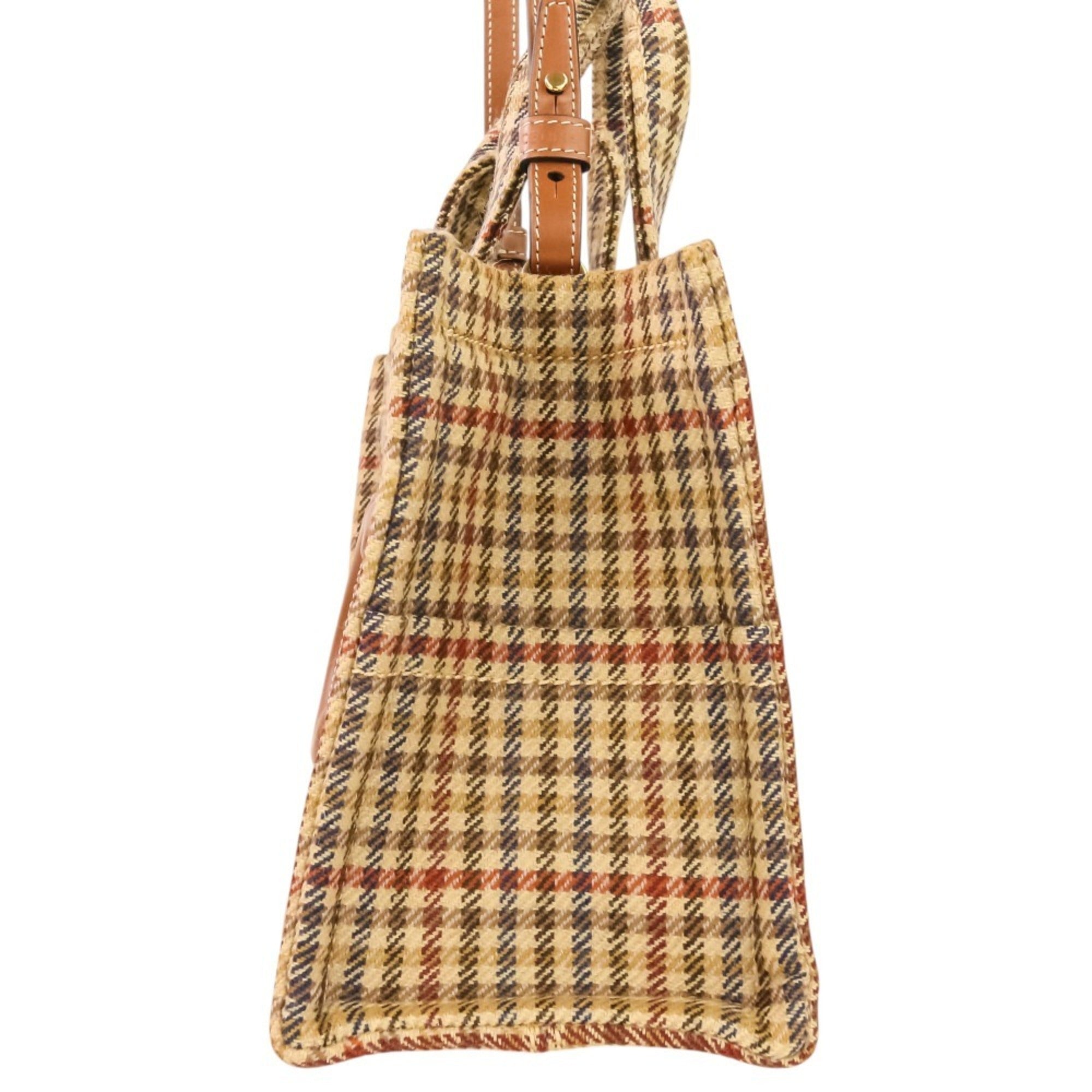 Celine Beige Brown Tweed Handbag Shoulder Bag (Pre-Owned)