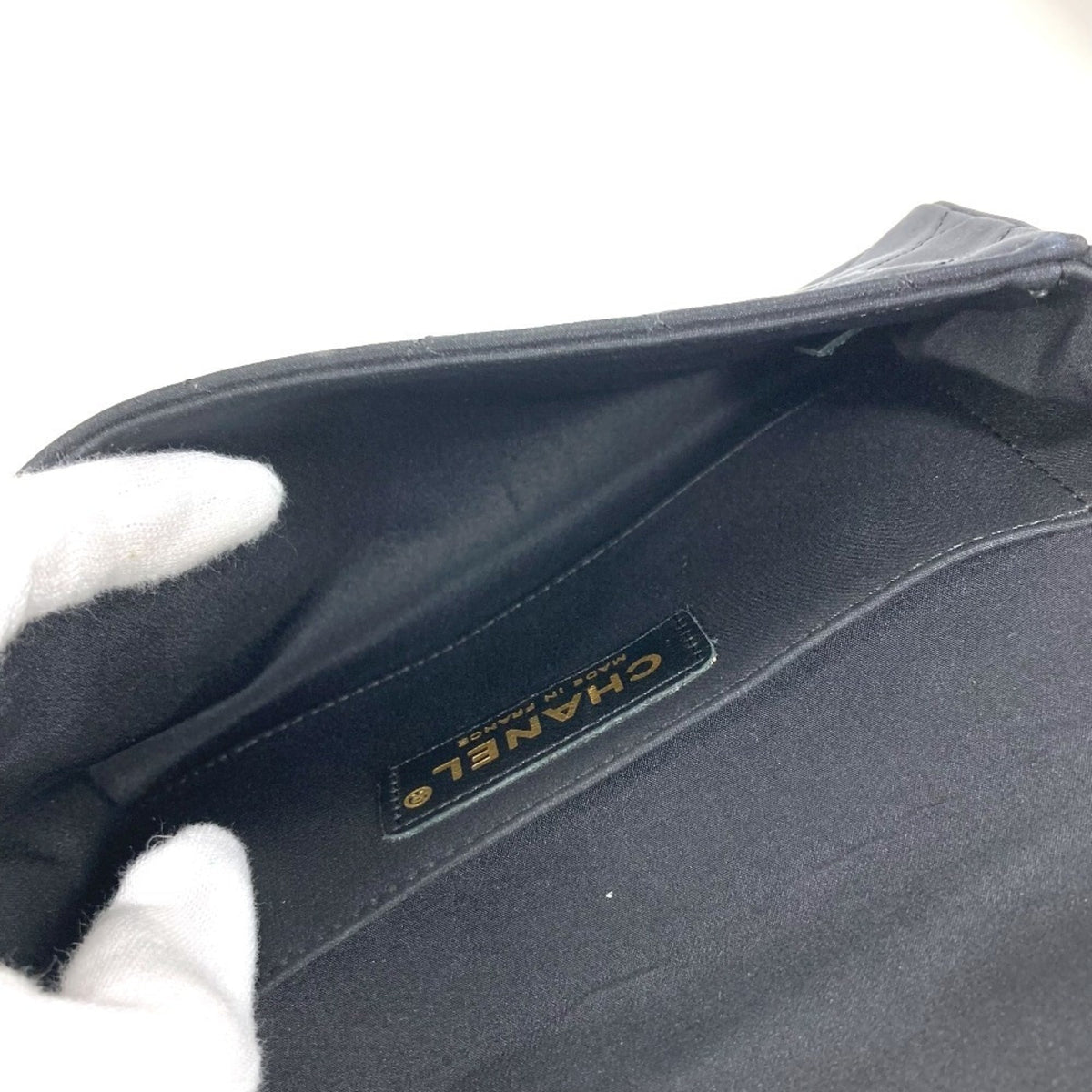 Chanel Black Satin Handbag Shoulder Bag (Pre-Owned)