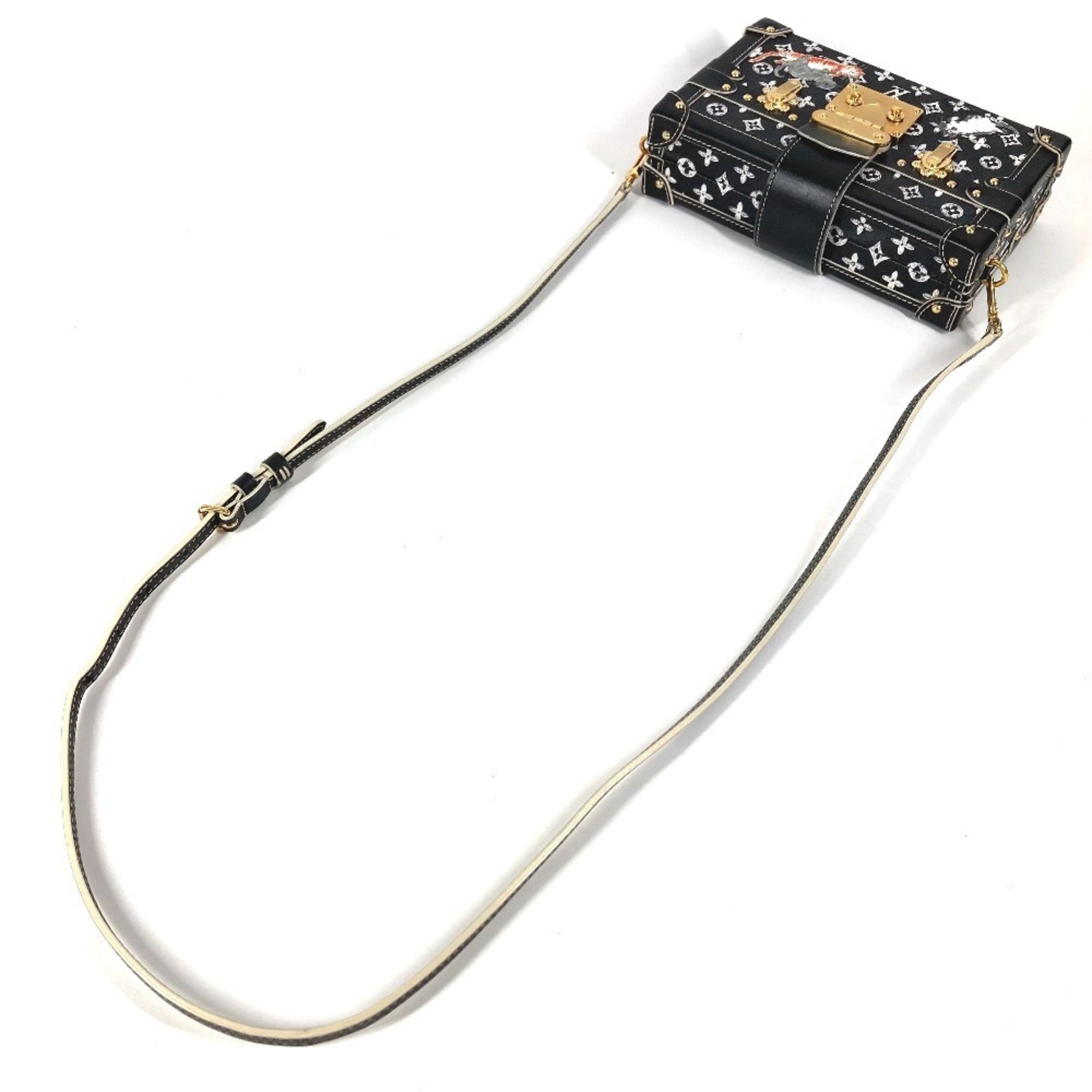 Louis Vuitton Monogram Black Leather Clutch Bag Shoulder Bag (Pre-Owned)
