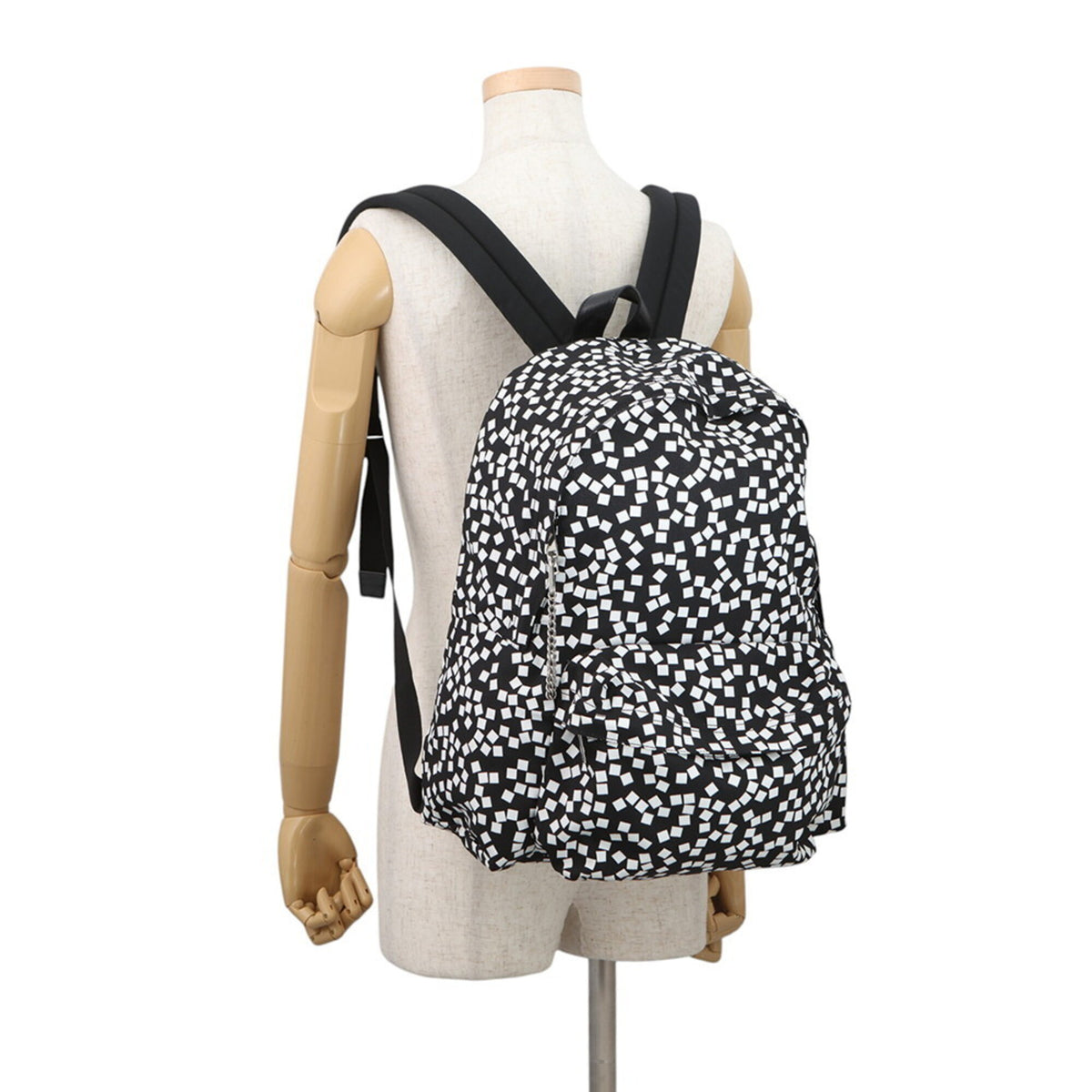 Celine Black White Nylon Canvas Leather Backpack (Pre-Owned)