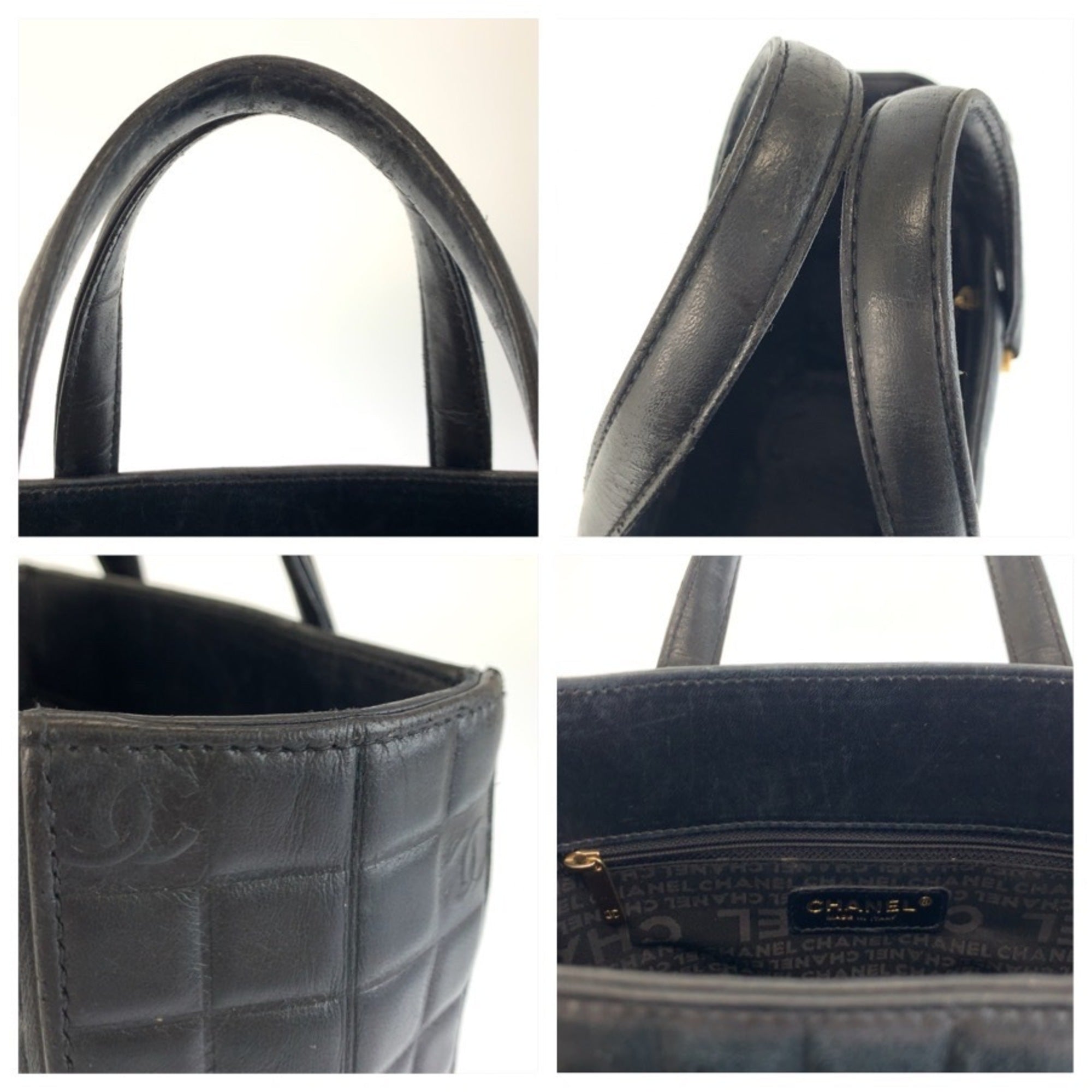 Chanel Black Leather Handbag Tote Bag (Pre-Owned)