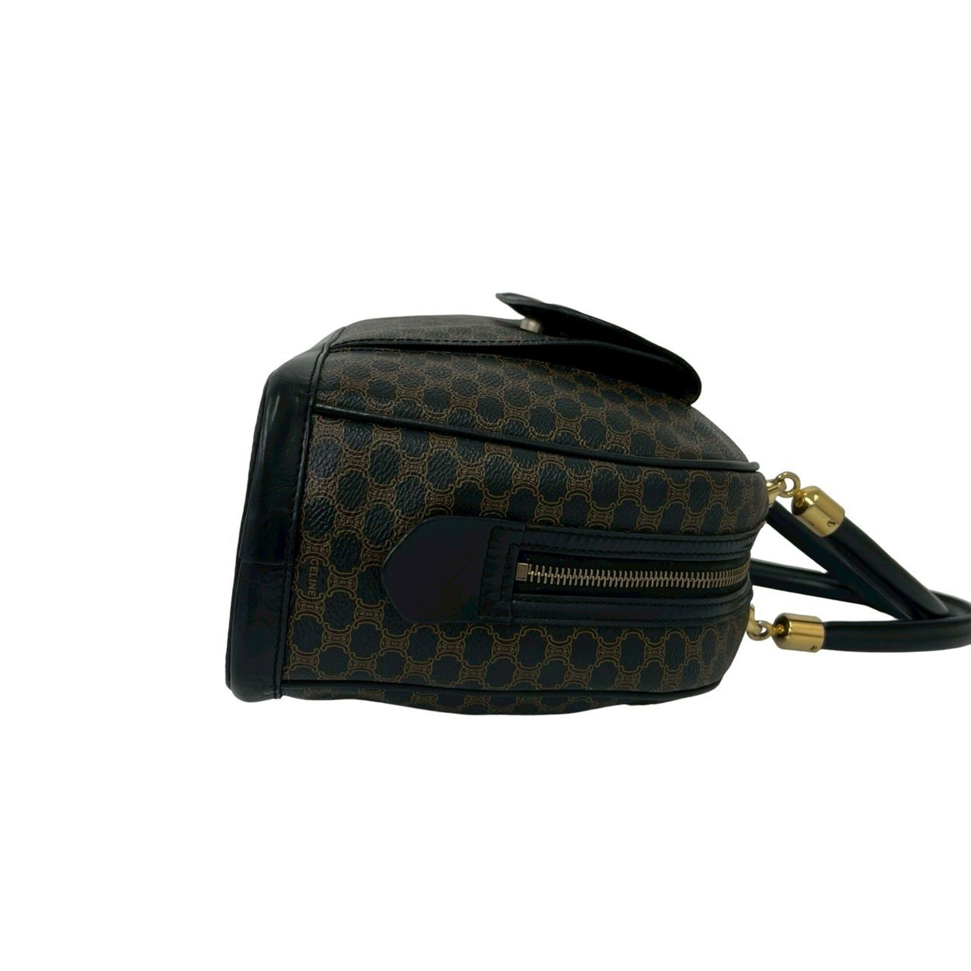 Celine Brown Leather Pvc Boston Bag Handbag (Pre-Owned)
