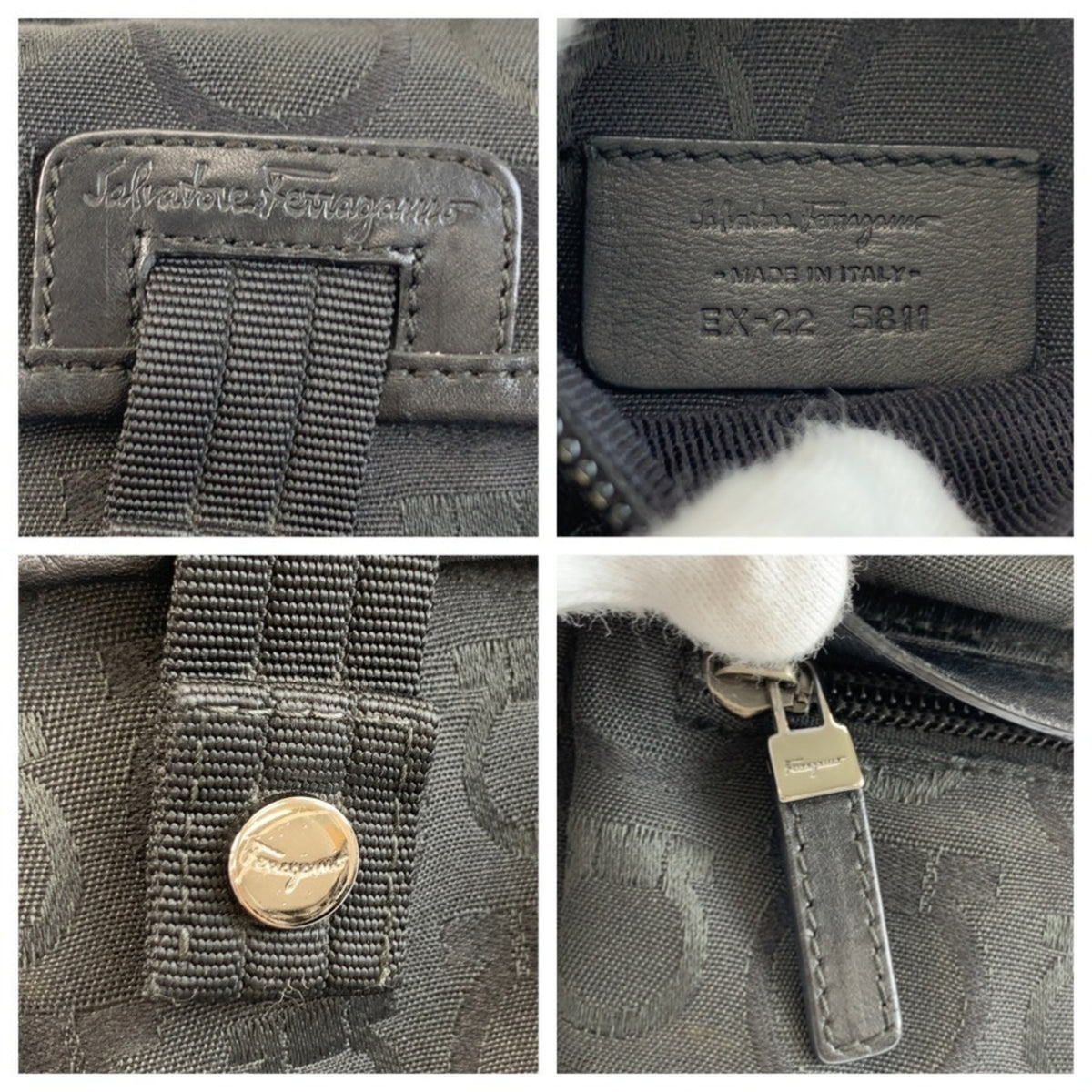 Salvatore Ferragamo Black Canvas Sling Bag (Pre-Owned)