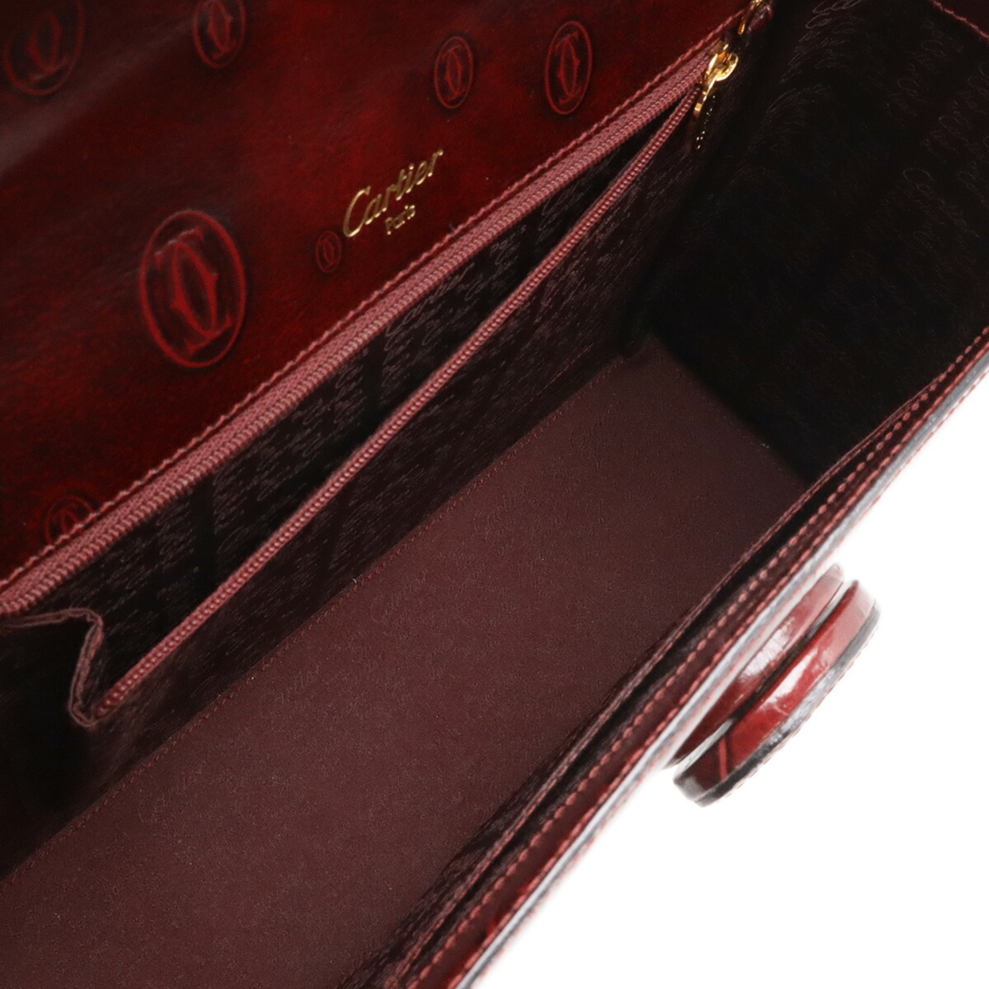 Cartier Happy Birthday Bordeaux Leather Handbag (Pre-Owned)