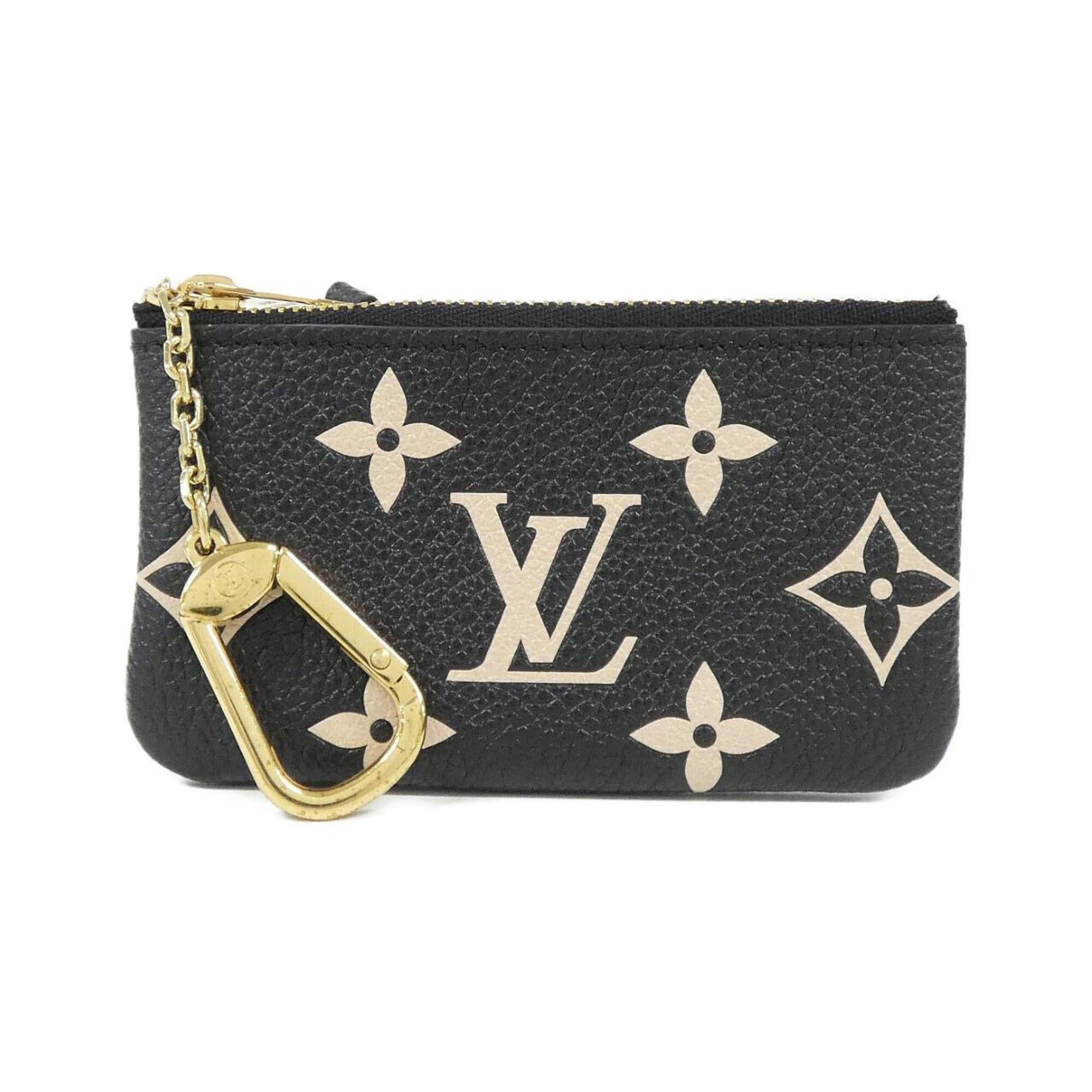 Louis Vuitton Beige Black Leather Coin Purse/Coin Case (Pre-Owned)