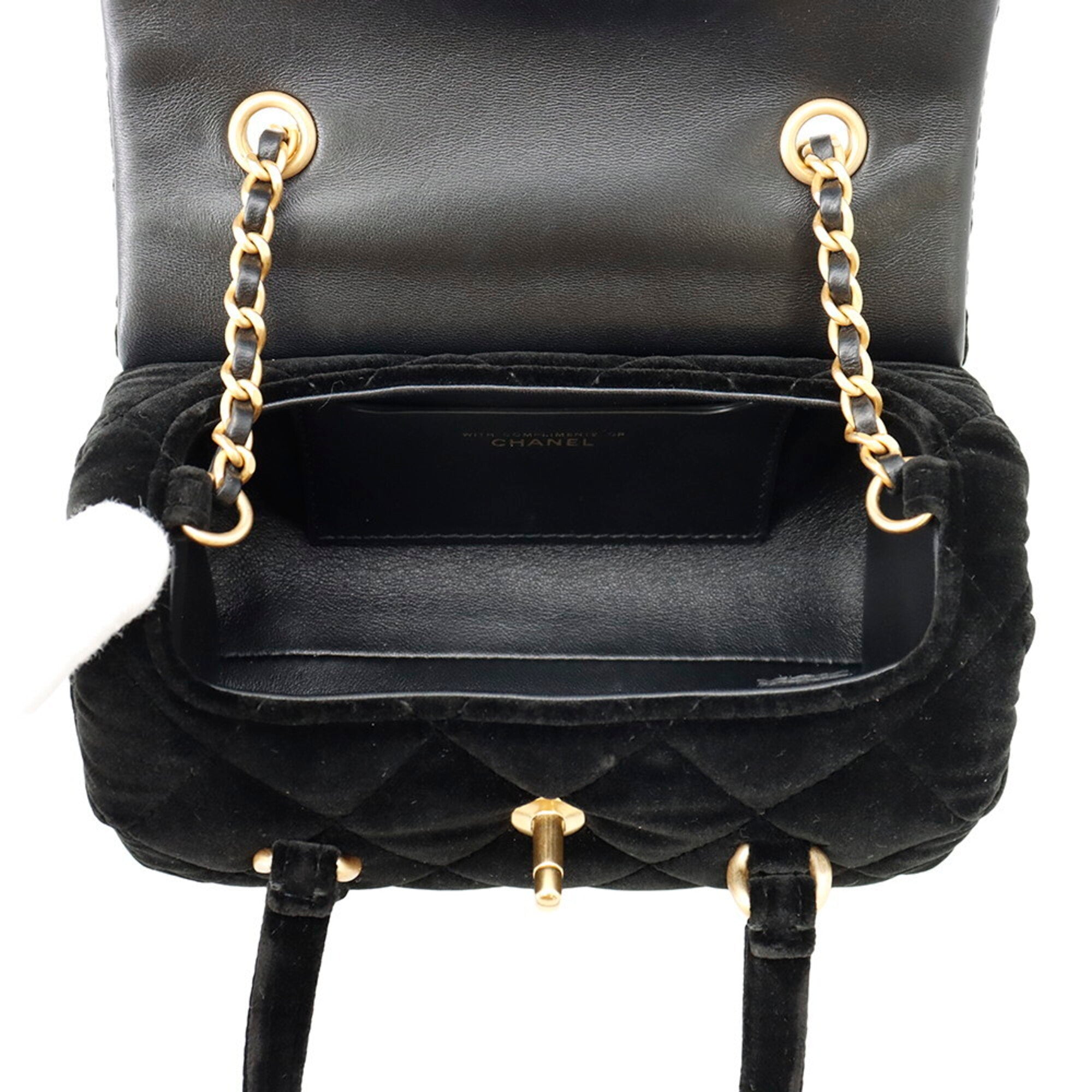 Chanel Black Velvet Handbag Shoulder Bag (Pre-Owned)