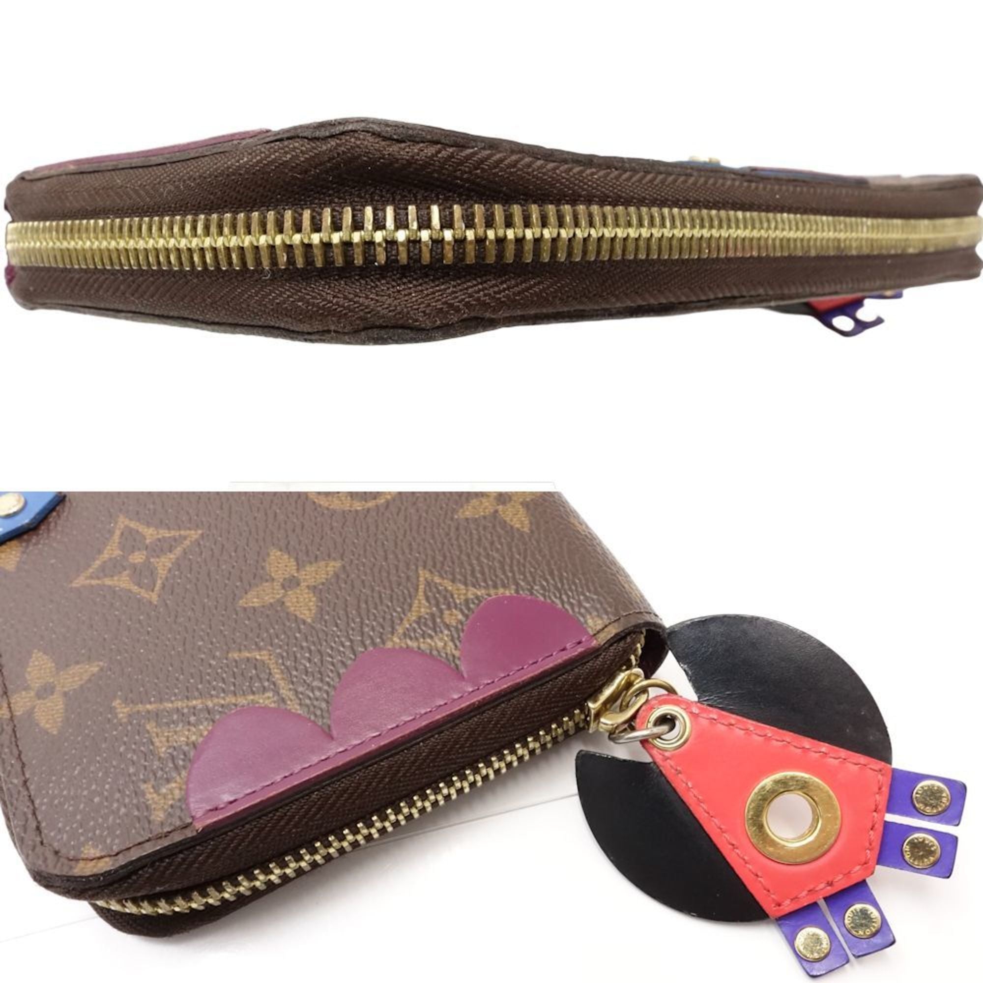 Louis Vuitton Brown Magenta Canvas Long Wallet (Bi-Fold) (Pre-Owned)