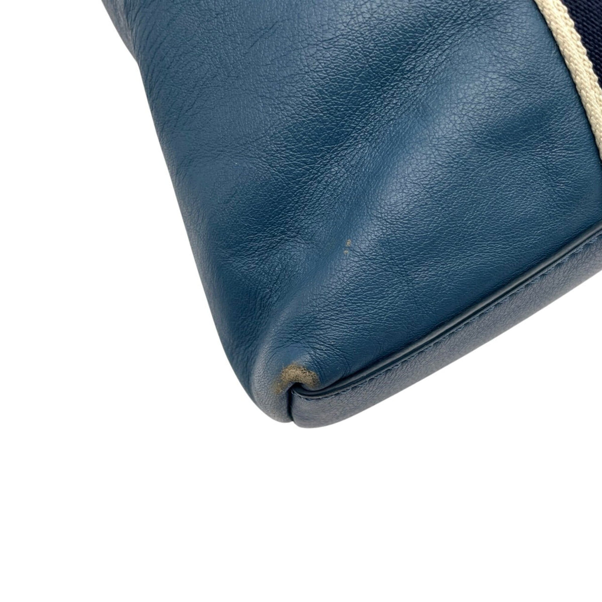 Coach Blue Navy Leather Canvas Shoulder Bag Tote Bag (Pre-Owned)