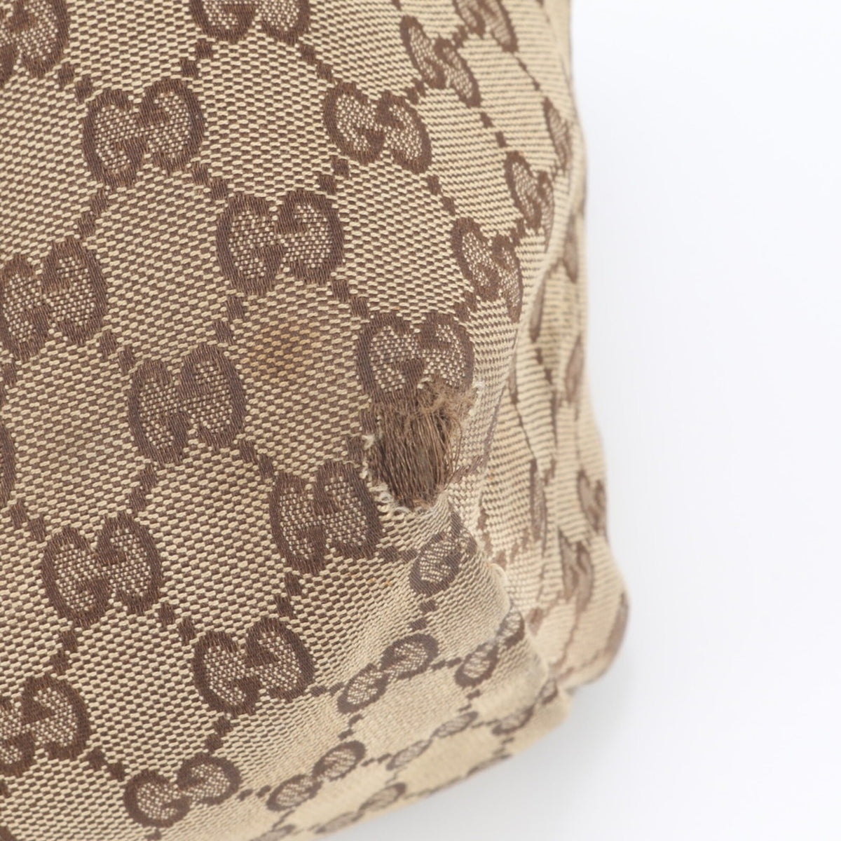 Gucci Brown Leather Canvas Handbag Shoulder Bag Tote Bag (Pre-Owned)