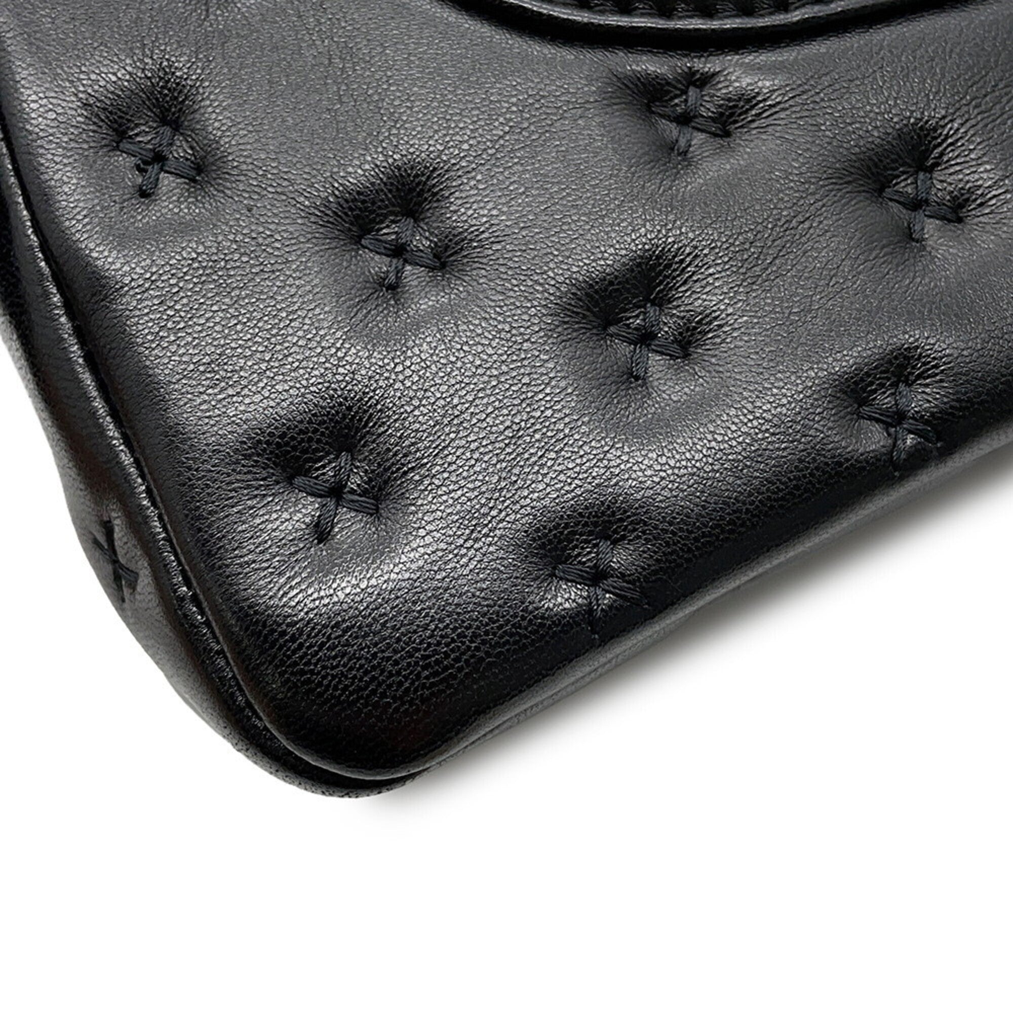 Chanel Black Leather Handbag Shoulder Bag (Pre-Owned)