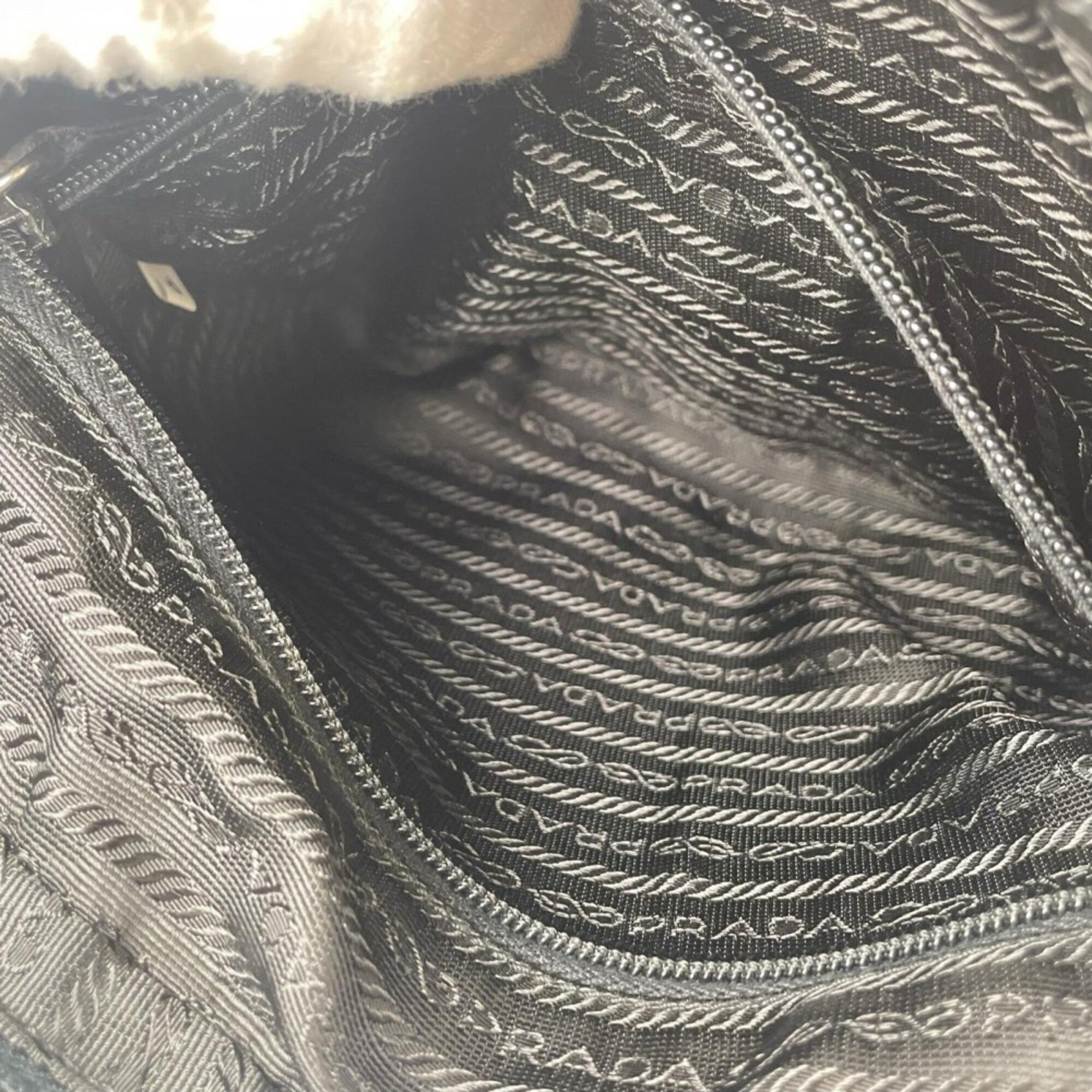 Prada Black White Nylon Handbag (Pre-Owned)
