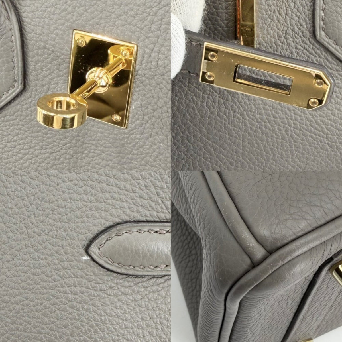 Hermes Gray Leather Handbag (Pre-Owned)