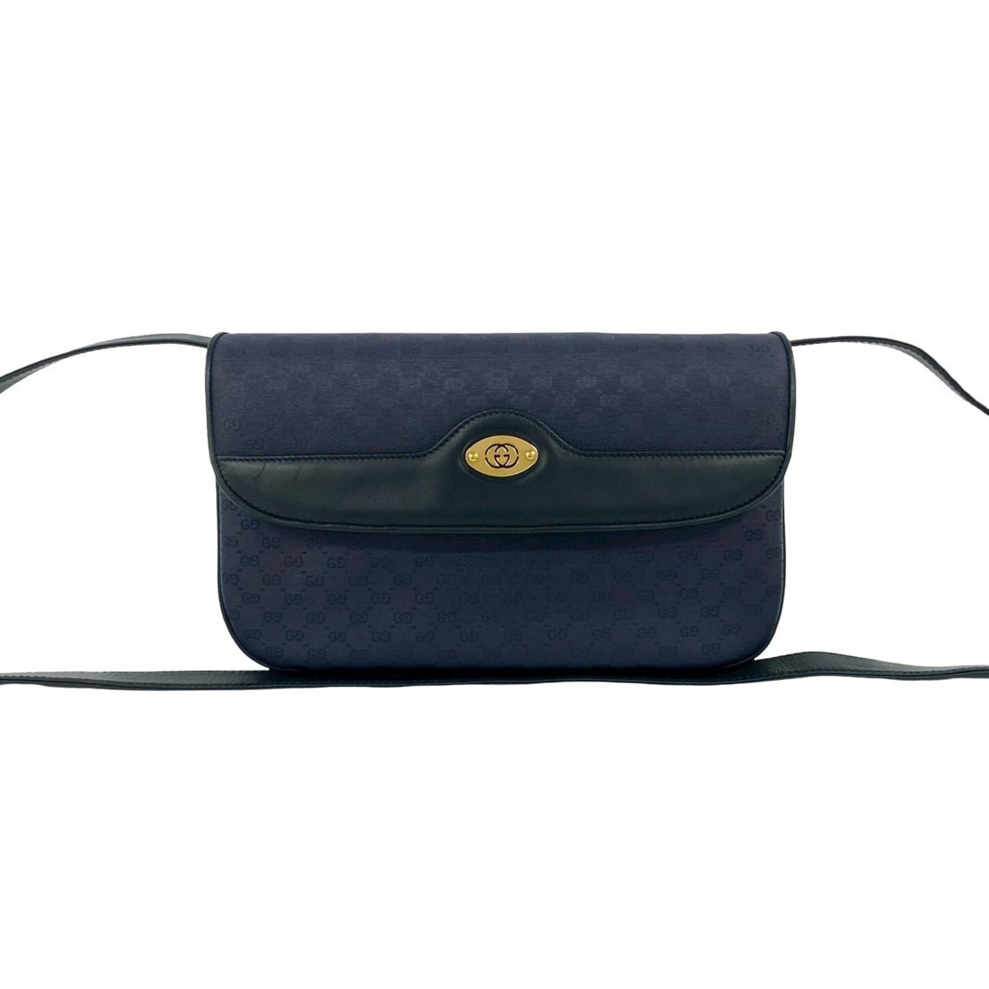 Gucci Navy Leather Pvc Pochette Shoulder Bag (Pre-Owned)