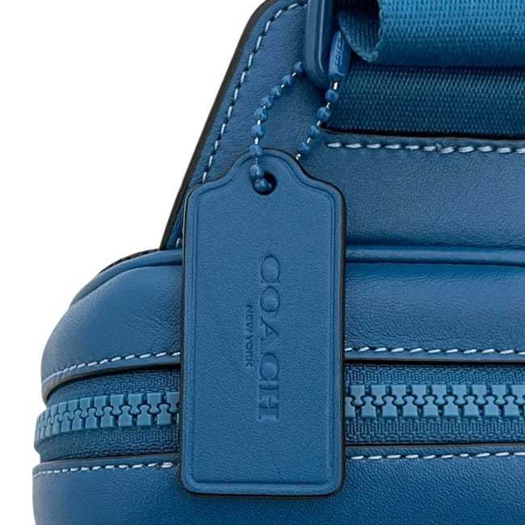 Coach Signature Blue Leather Shoulder Bag Sling Bag (Pre-Owned)