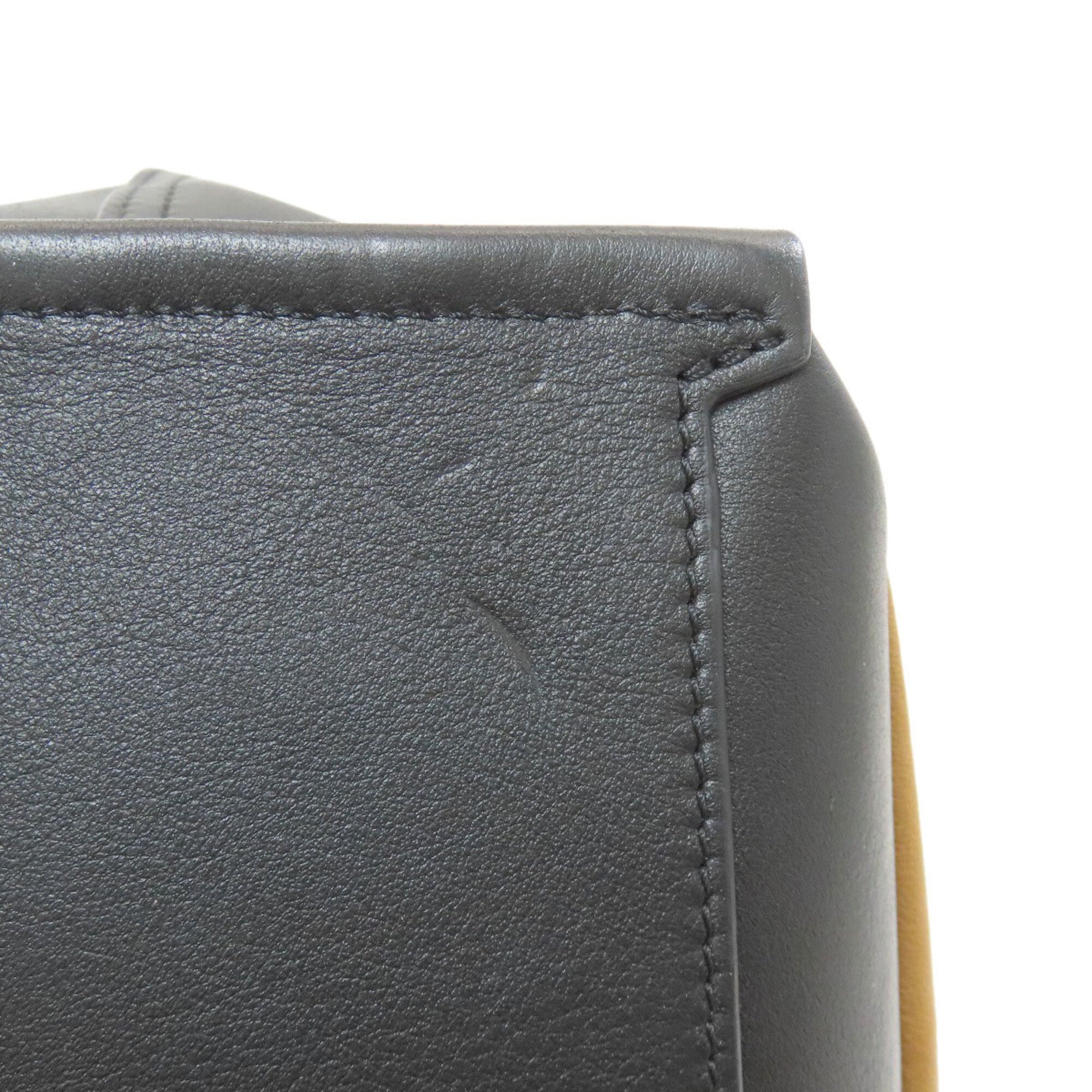 Longchamp Black Brown Green Leather Handbag (Pre-Owned)