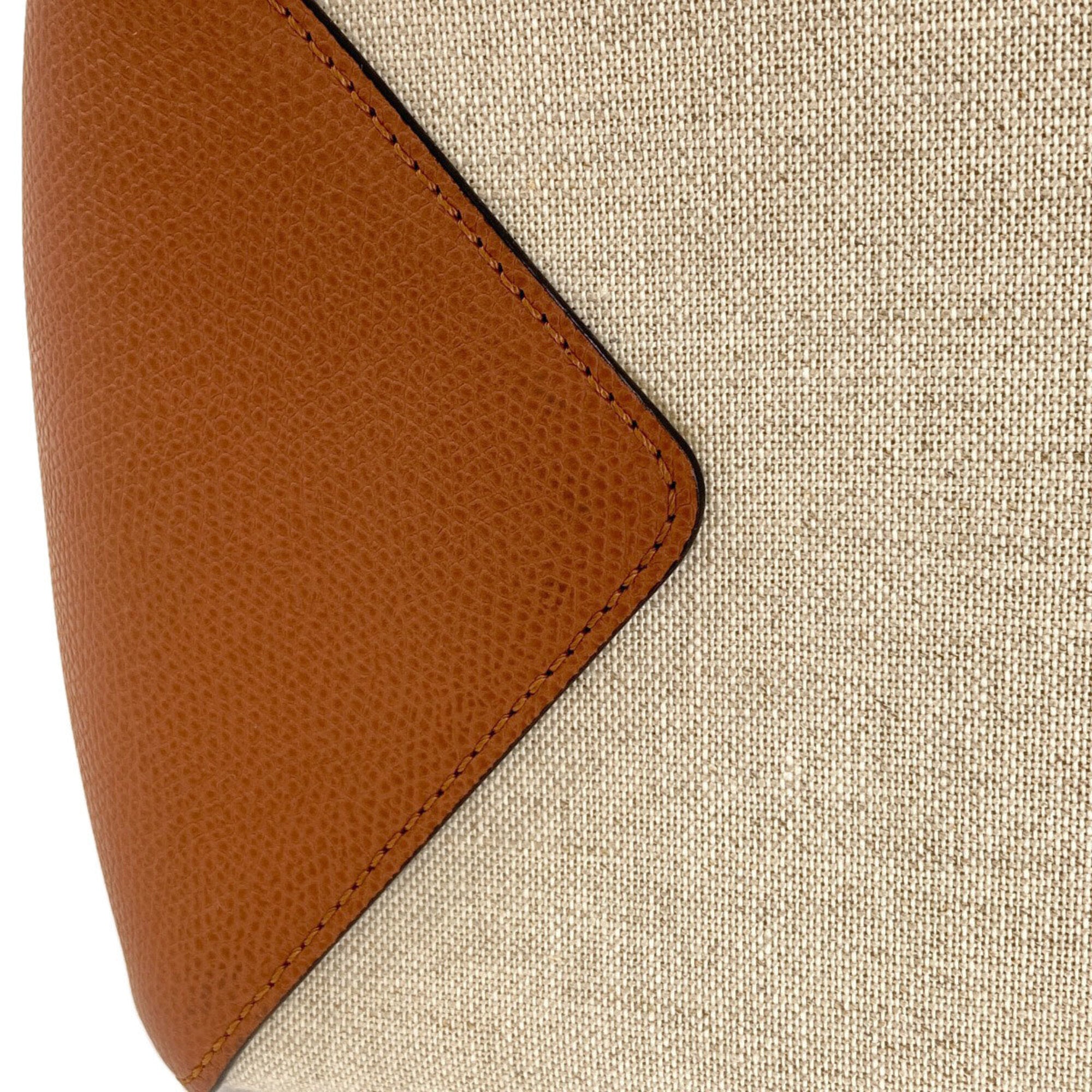 Valextra Brown Canvas Leather Shopping Bag Tote Bag (Pre-Owned)