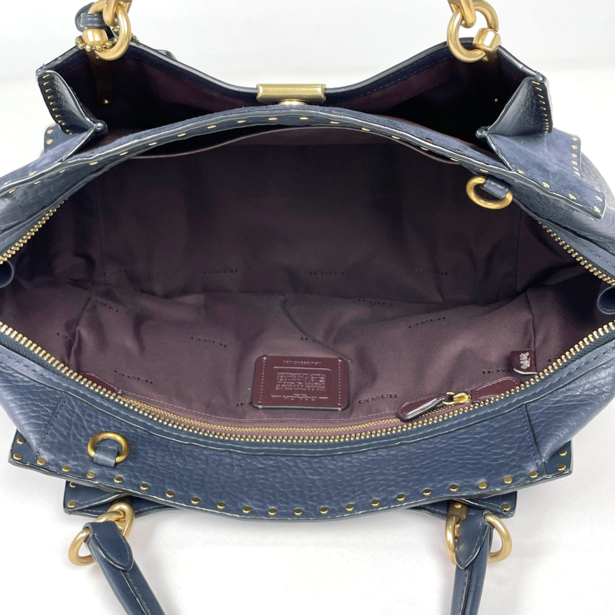 Coach Navy Leather Handbag (Pre-Owned)