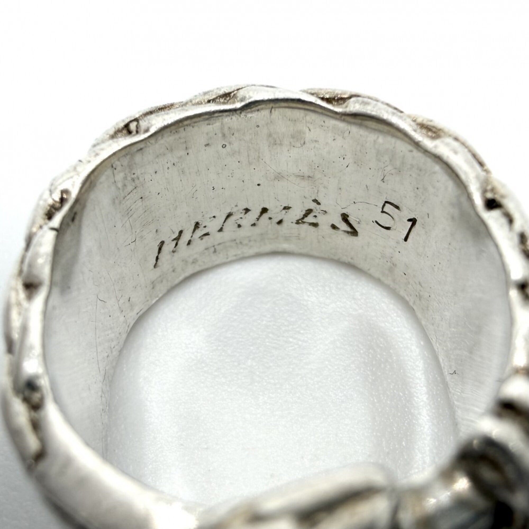 Hermes Silver 925 Band Ring (Pre-Owned)