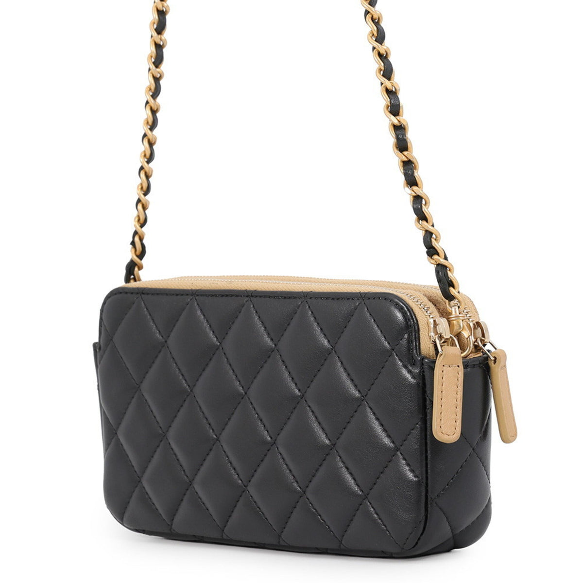 Chanel Matelasse Beige Black Suede Leather Handbag Shoulder Bag (Pre-Owned)